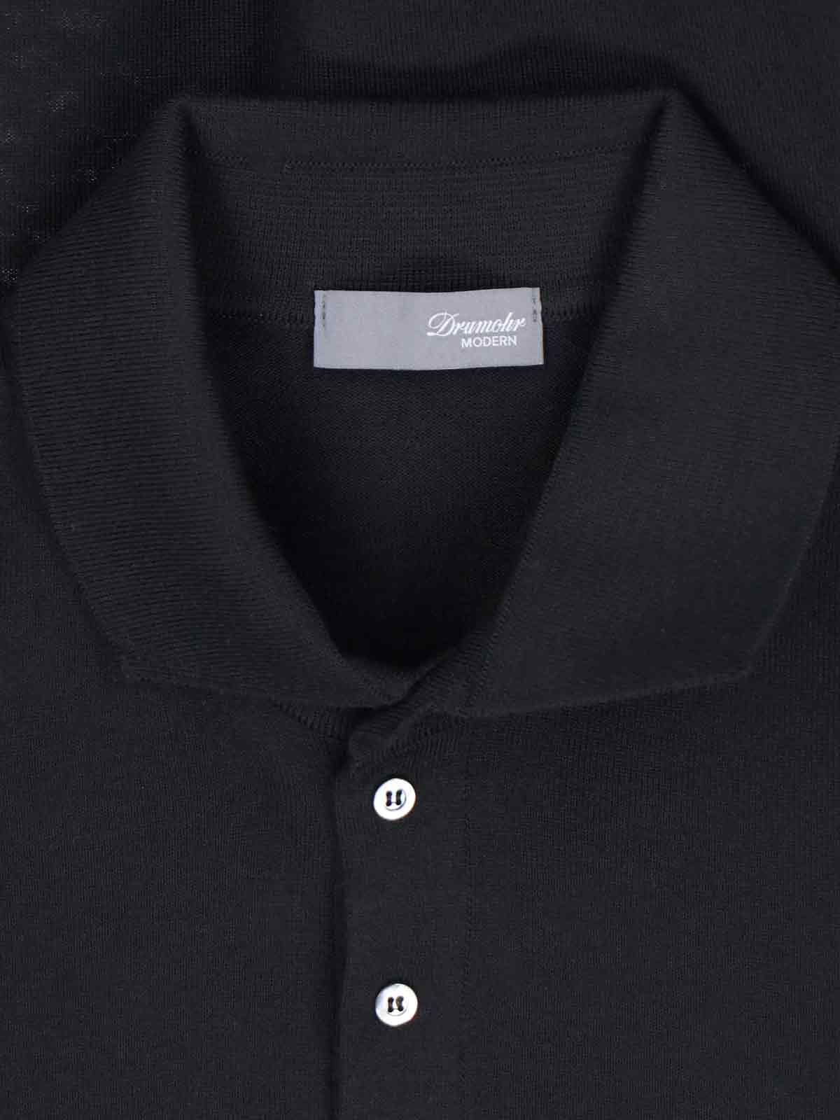 Shop Drumohr Knitted Polo Shirt In Black