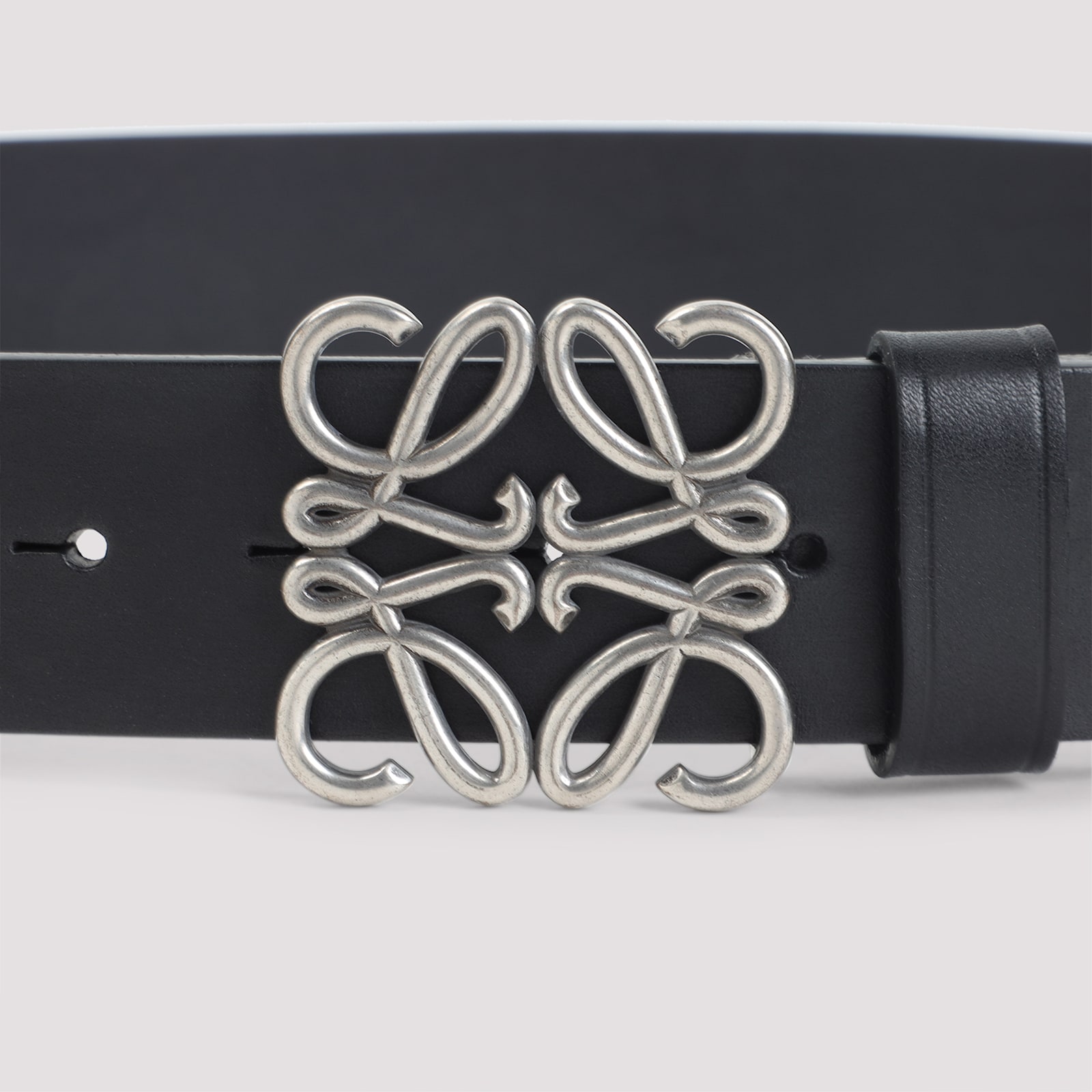 Loewe Chunky Anagram 4cm Adjustable Calf Skin Belt Loop In Gray