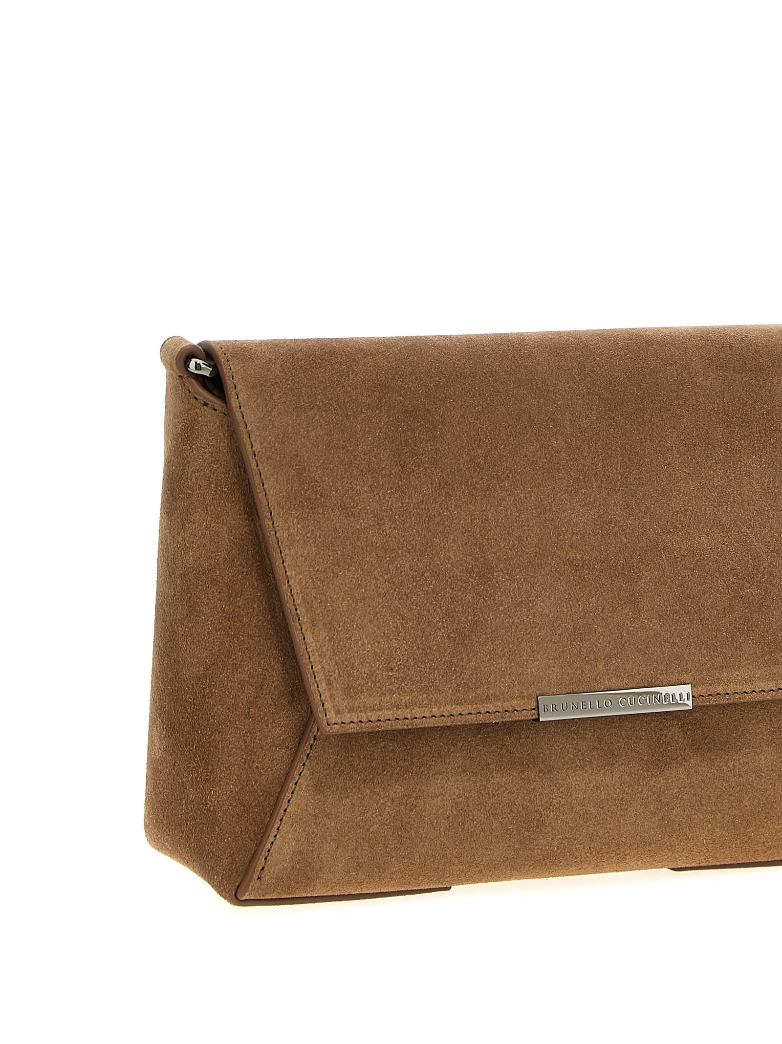 Shop Brunello Cucinelli Envelope Crossbody Bag In Brown