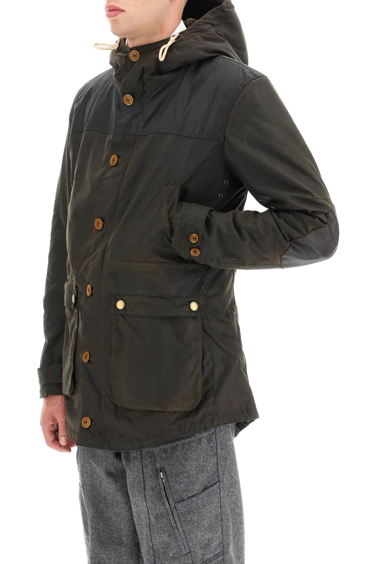 Barbour Game Dark Green Cotton Parka In Black