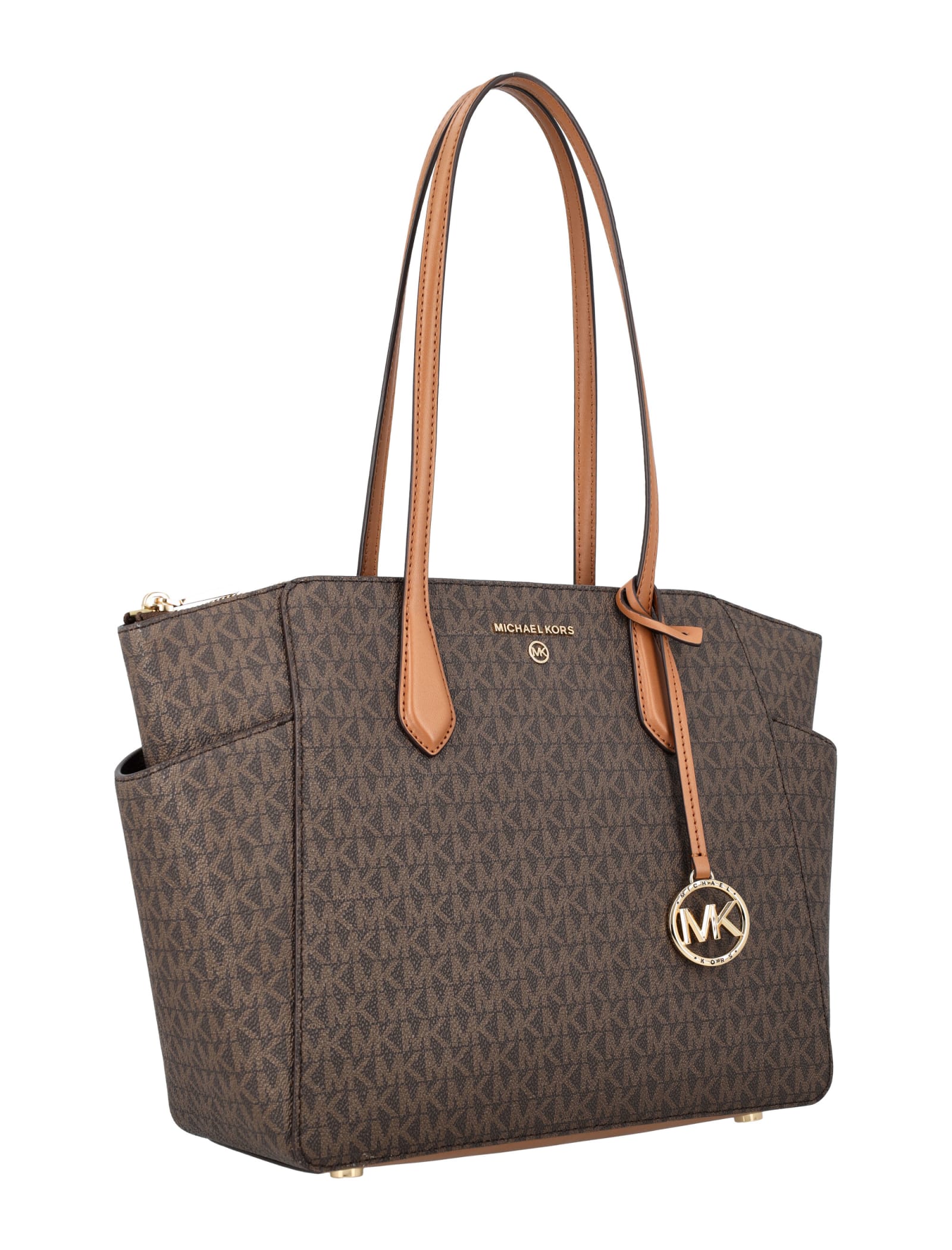 Shop Michael Michael Kors Marilyn Md Tote Bag In Brn/acorn