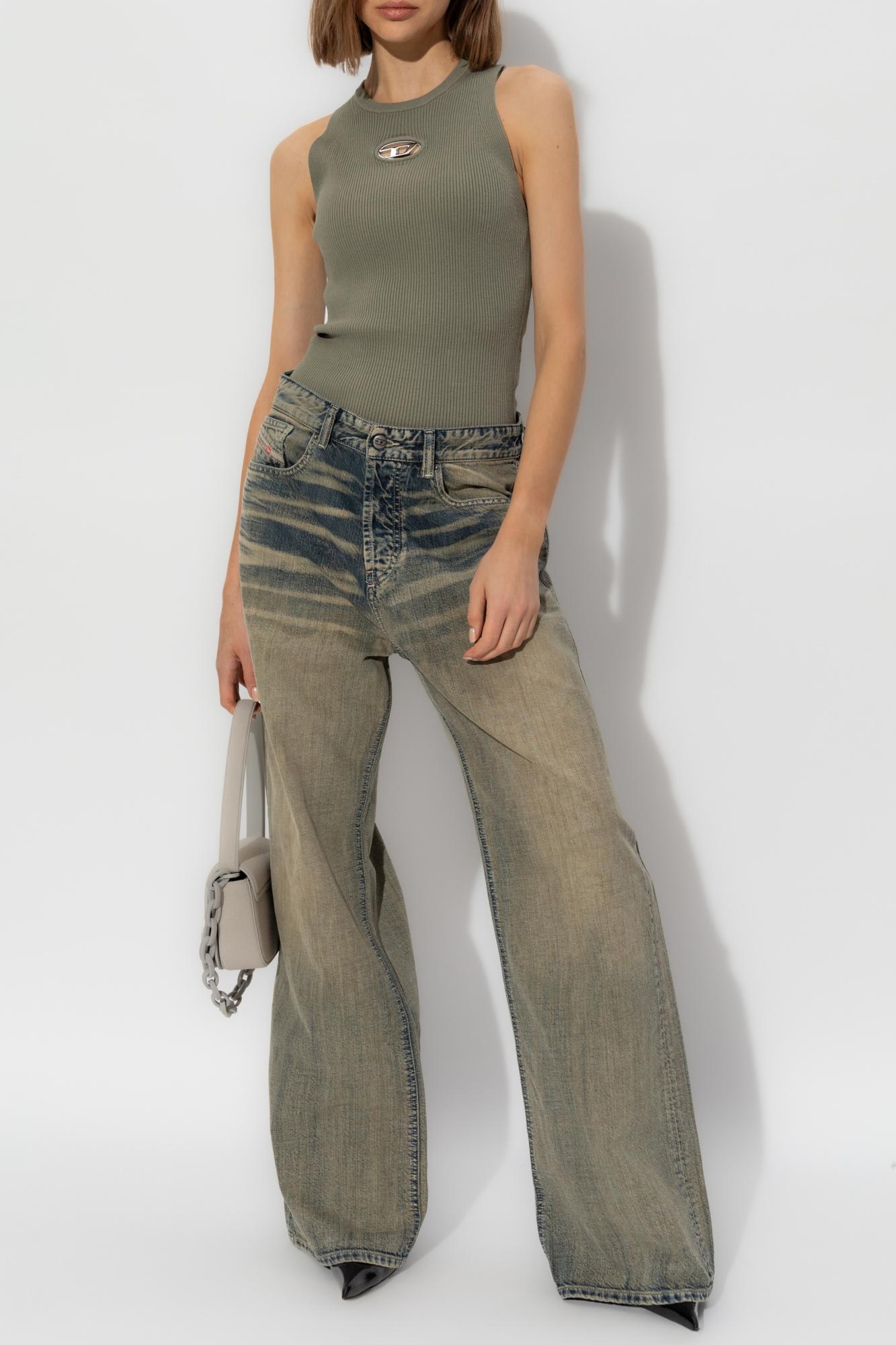 Diesel 1978 D-akemi Bootcut Flared Jeans Medium In Sabbia