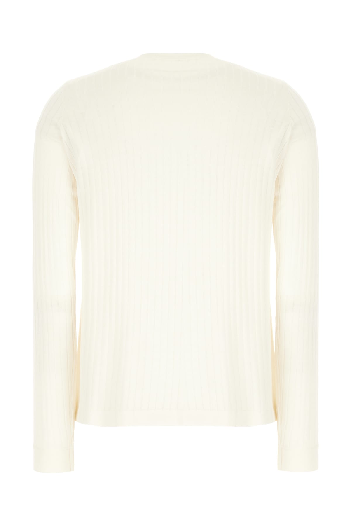 The Row Ribbed Crew Neck Top With Long Sleeves In Neutral