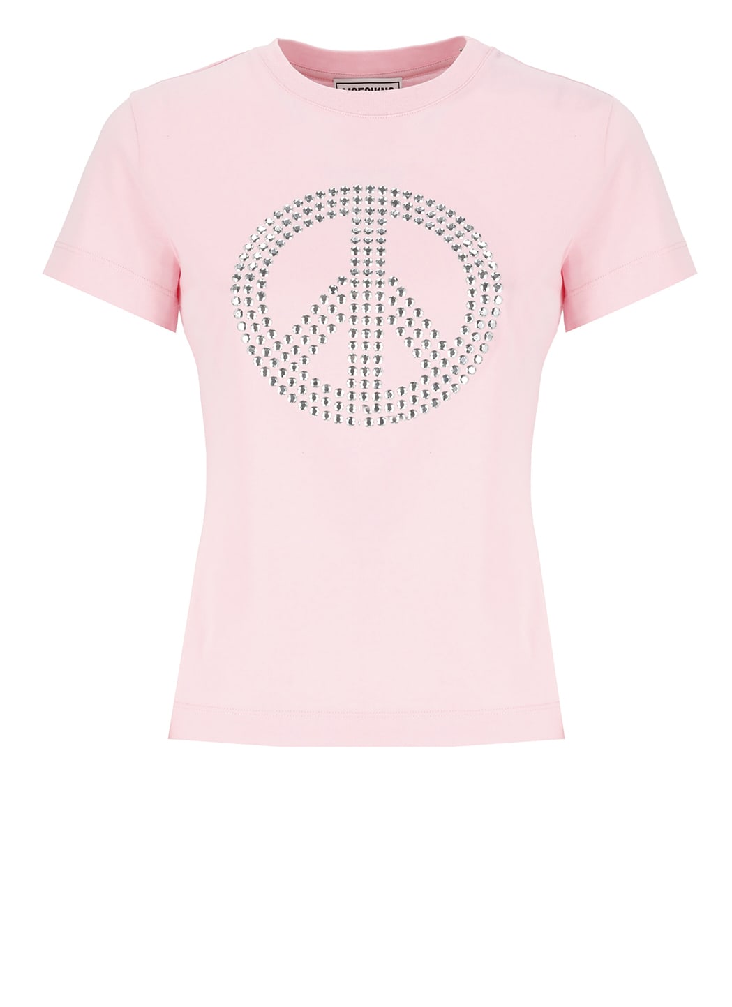 Jeans Peace Sign-motif Crewneck T-shirt