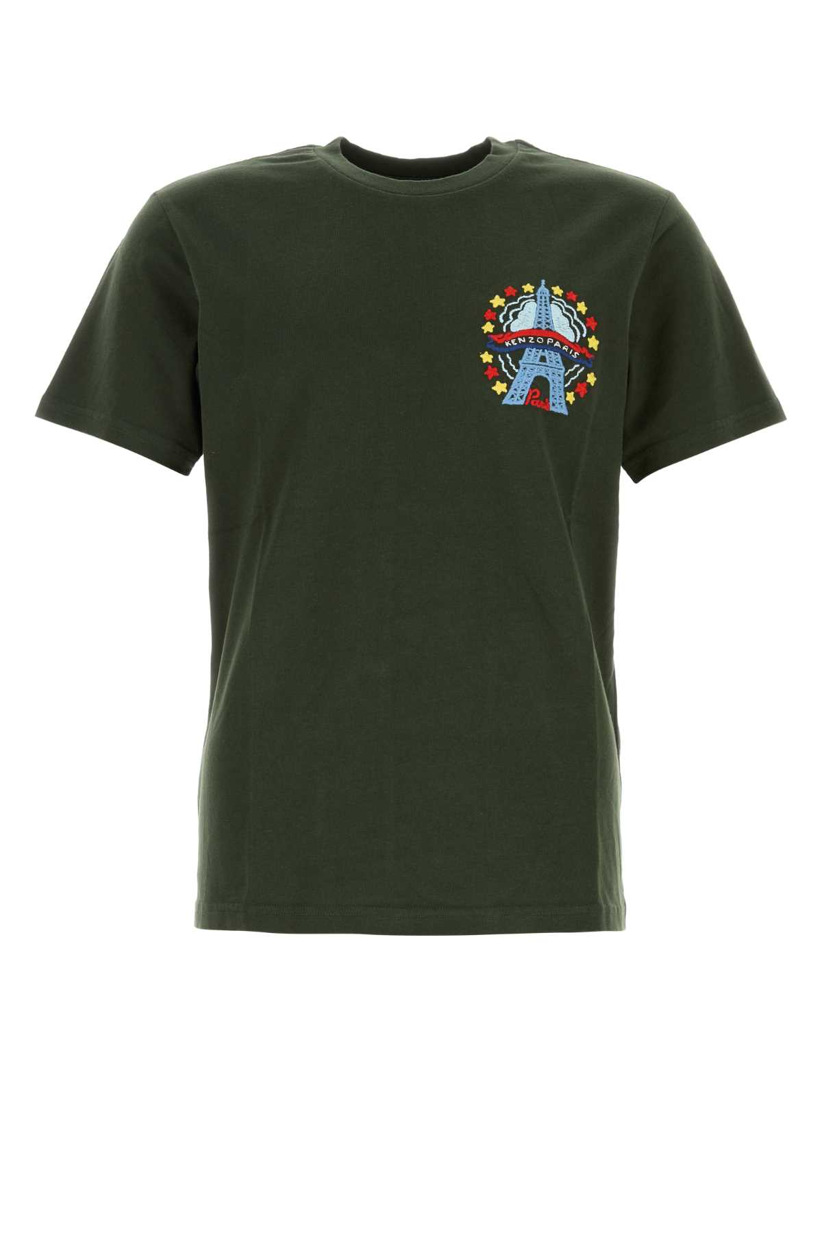 Shop Kenzo Army Green Cotton T-shirt In Darkkhaki