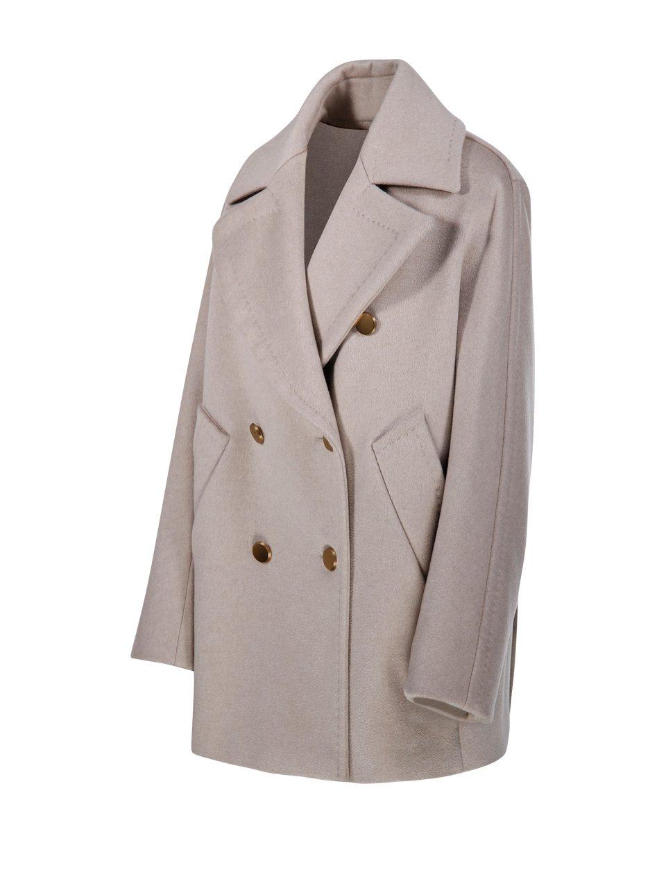 Shop Max Mara Double-breasted Long-sleeved Coat In Dove