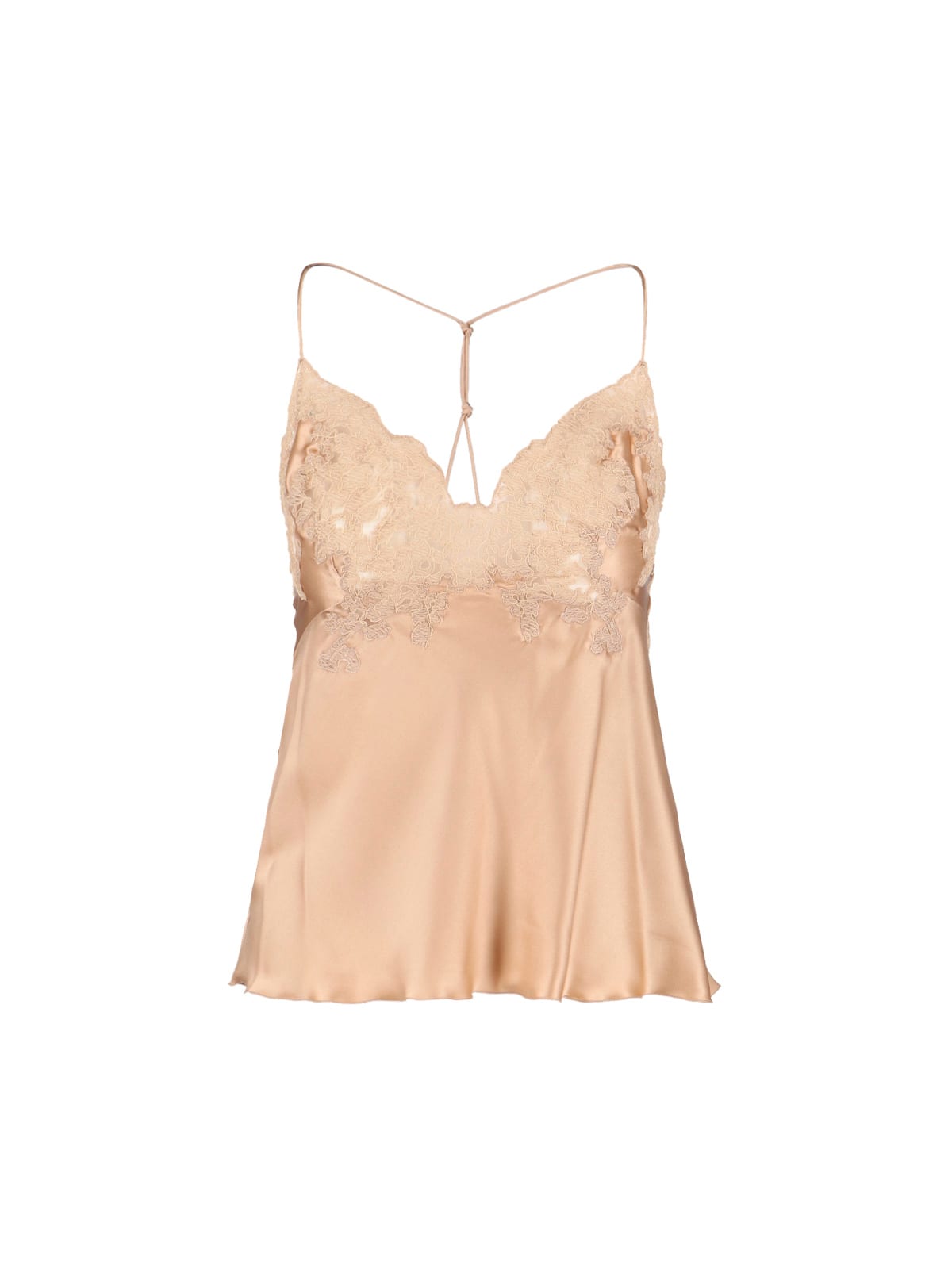 Ermanno Scervino Sleeved Top With Lace And Satin In Brown