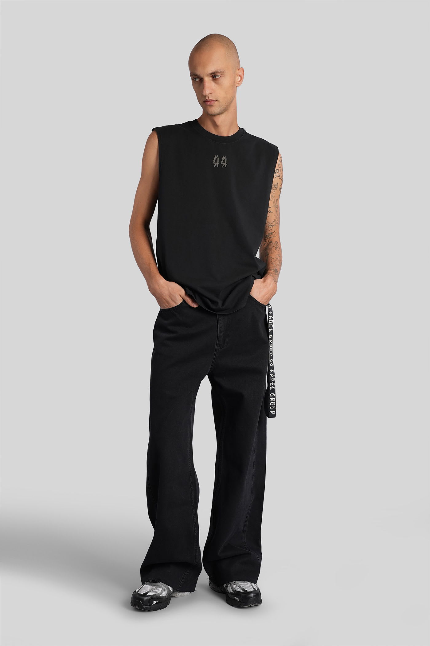 44 Label Group Tank Top In Black Cotton In Black