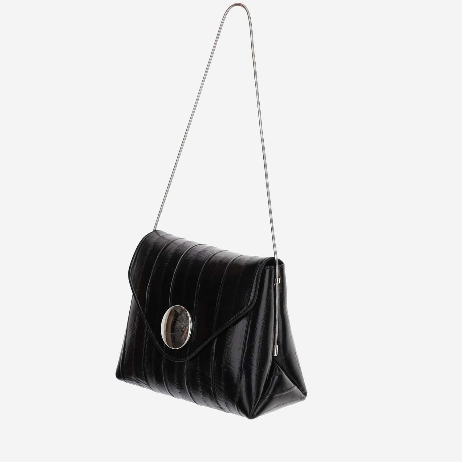 Shop Khaite Bobbi Leather Shoulder Bag In Black