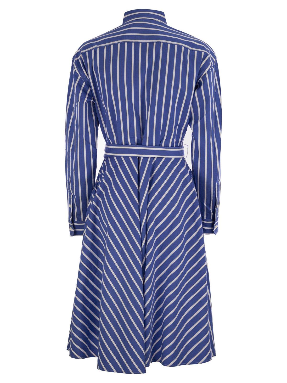 Shop Polo Ralph Lauren Striped Tie-waisted Shirt Dress