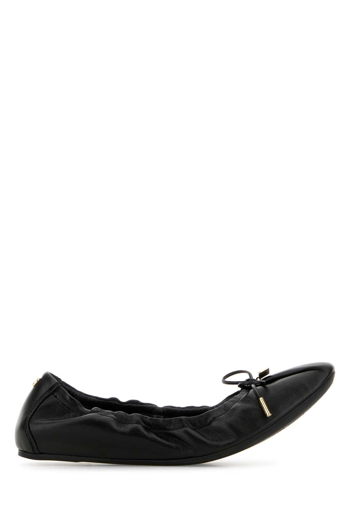 Ferragamo Black Leather Joelle Ballerinas