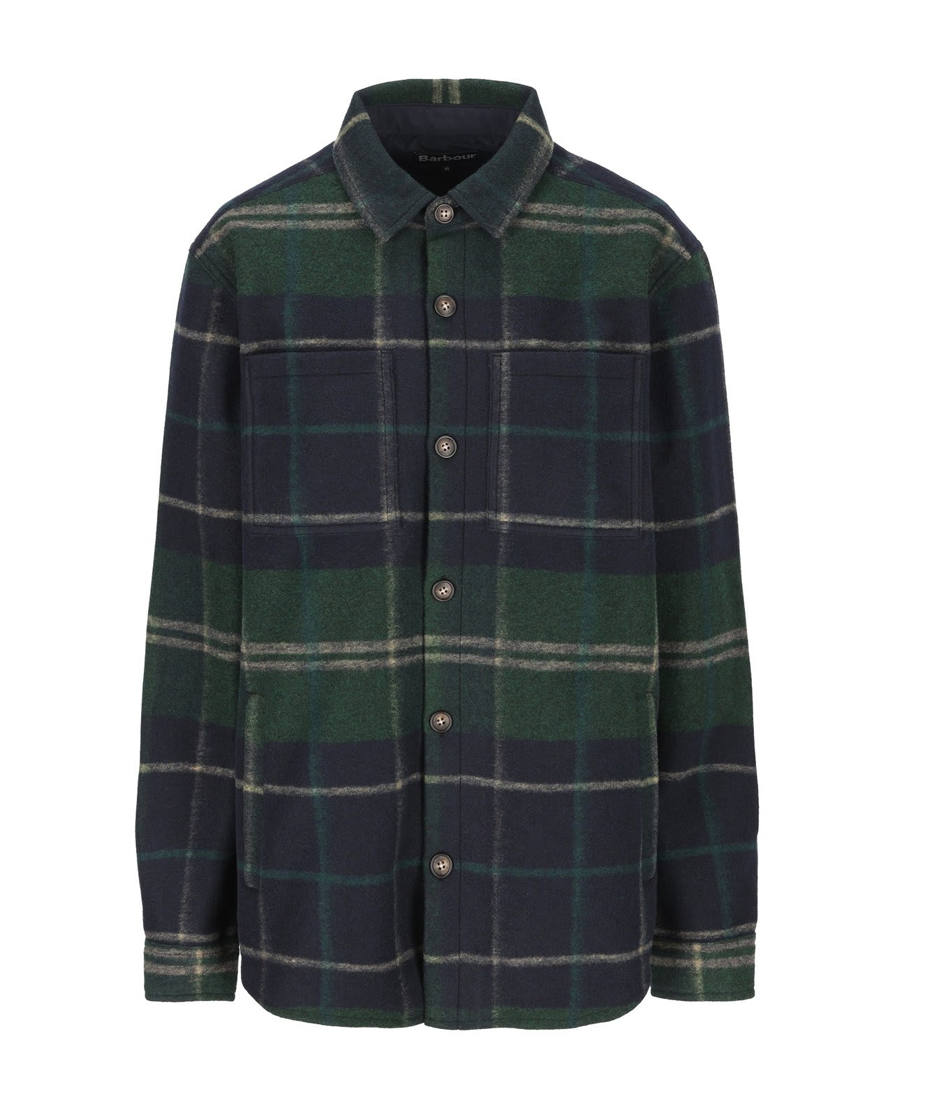 Shop Barbour Checked Long-sleeved Overshirt In Verde