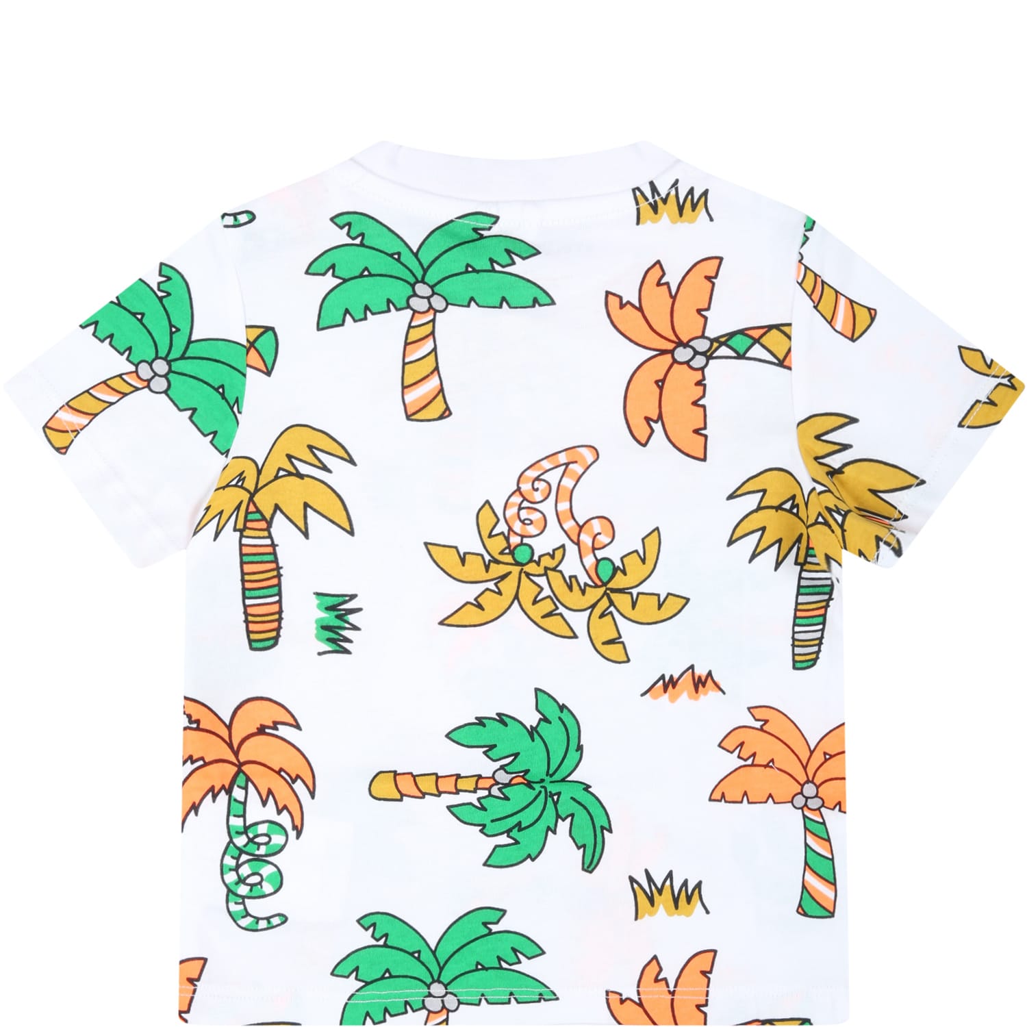 Shop Stella Mccartney White T-shirt For Baby Boy With Palm Trees