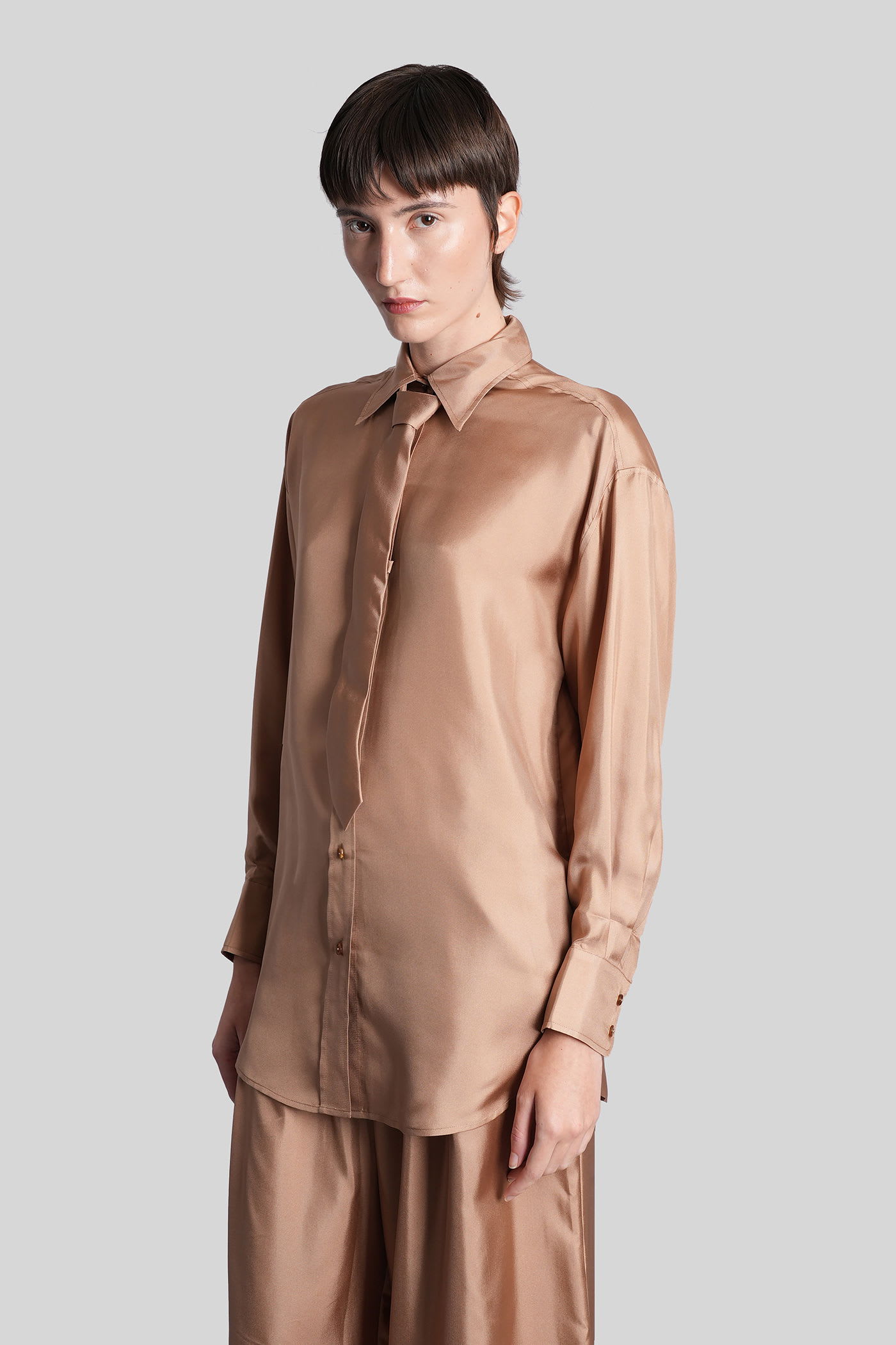 Zimmermann Shirt In Camel Silk In Brown