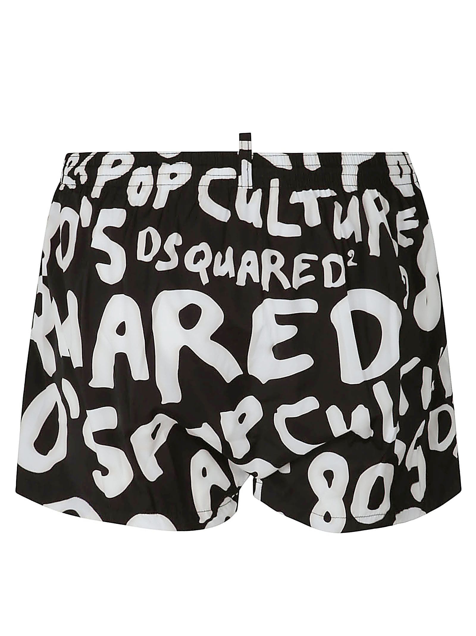 Shop Dsquared2 Logo Printed Swim Shorts In Black/white
