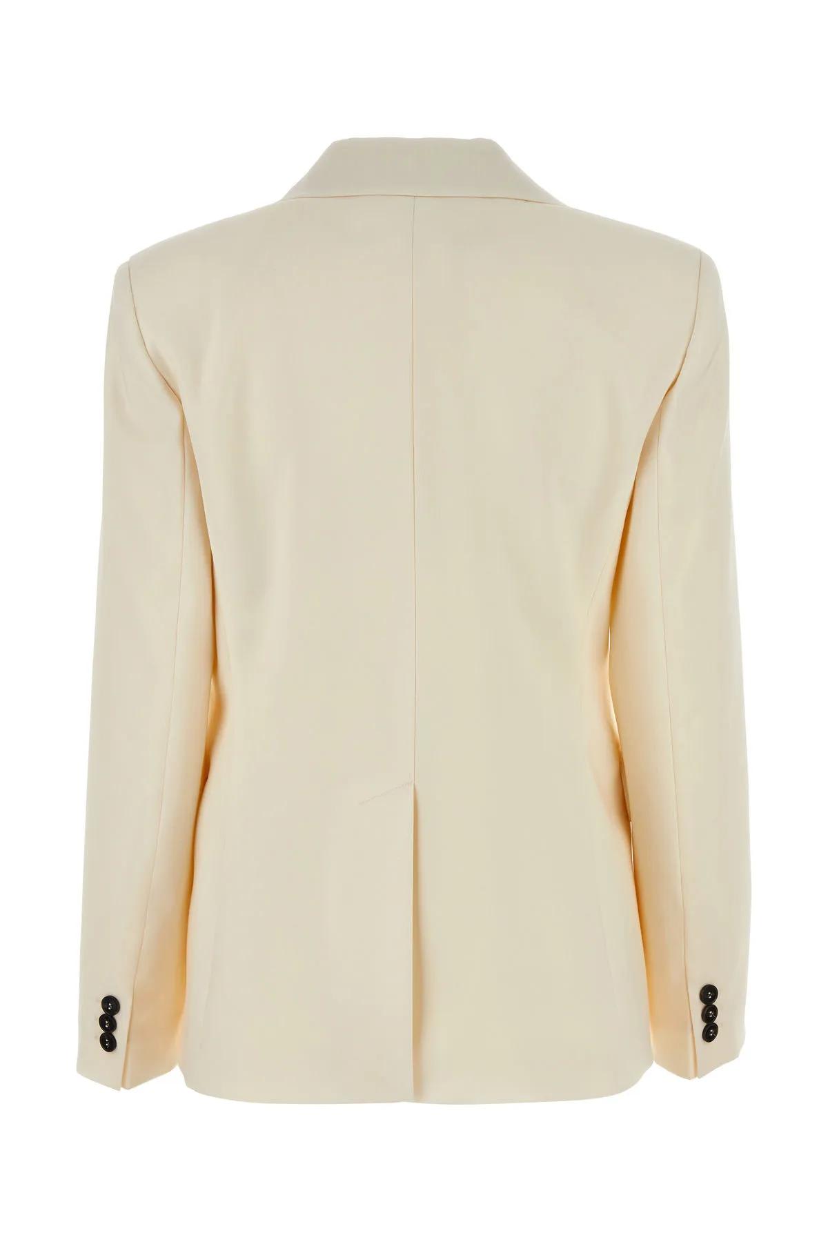 Shop Weekend Max Mara Cream Wool Lamine Blazer In Bianco