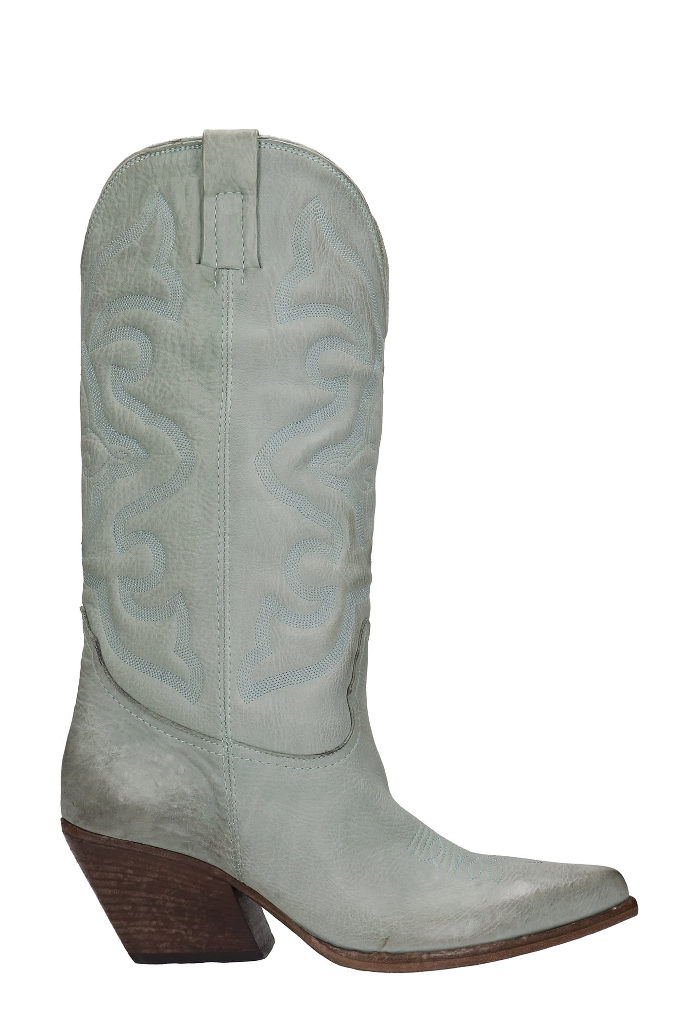 Elena Iachi Texan Boots In Green Leather