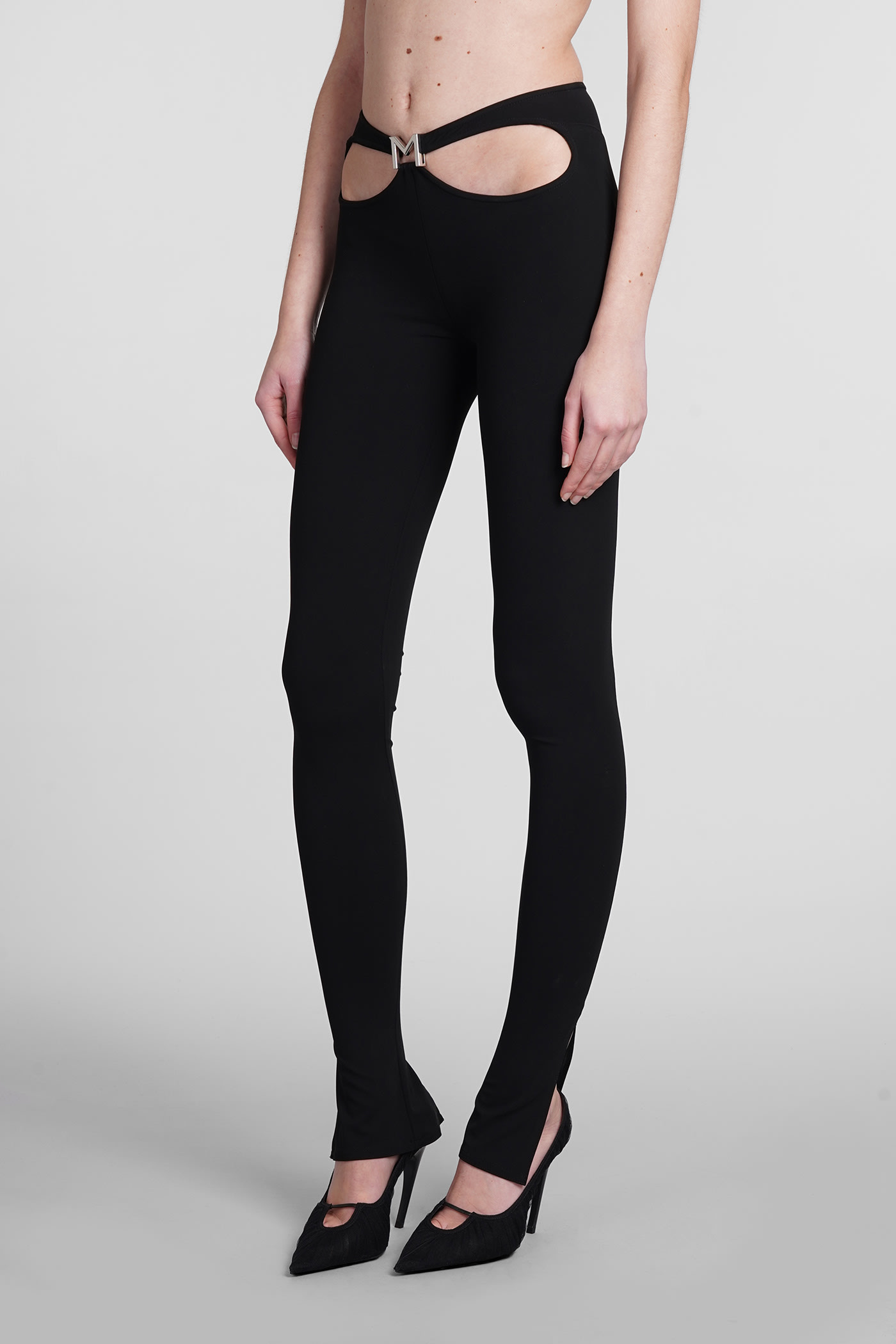 Shop Mugler Leggings In Black Polyamide