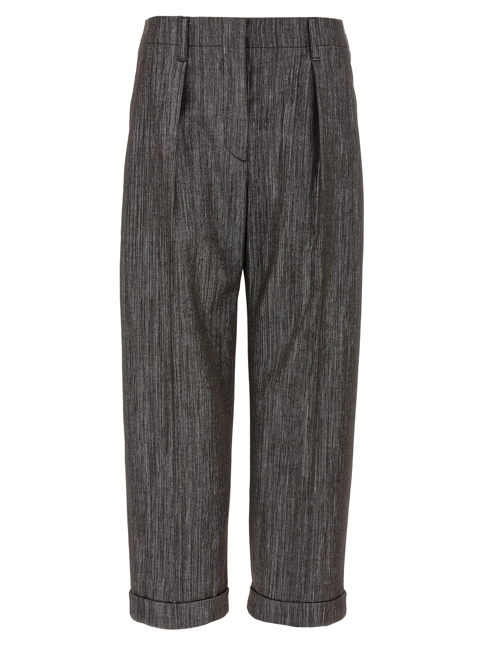 Brunello Cucinelli Women Lurex Pants In Gray