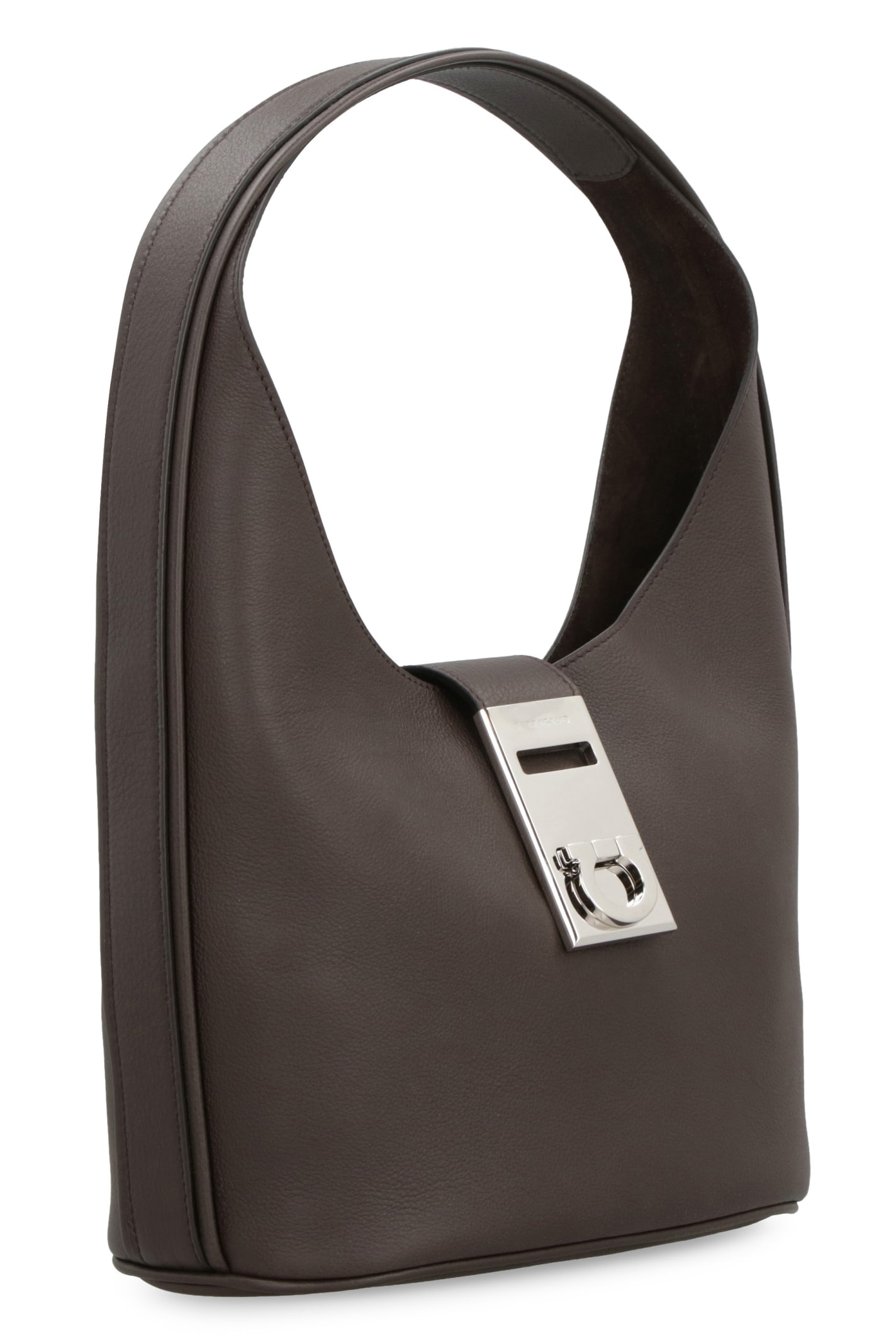 Shop Ferragamo Leather Hobo-bag In Brown