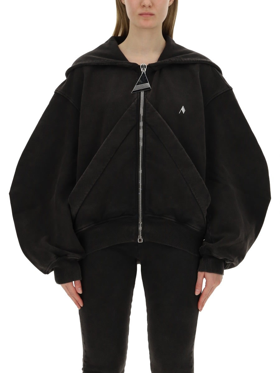 Shop Attico Zip Sweatshirt. In Black