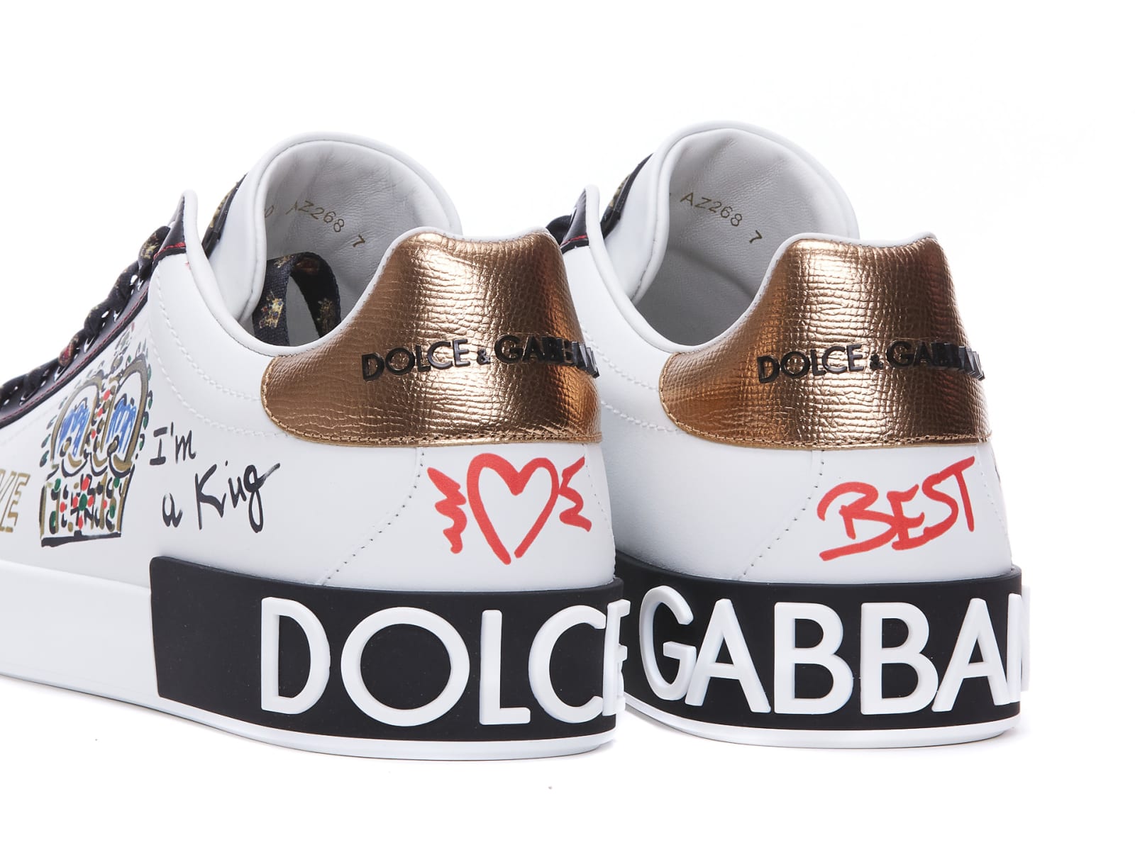 Shop Dolce & Gabbana Portofino Sneakers With Patch And Embroidery In White