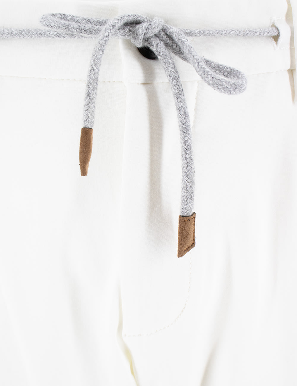 Eleventy White Pants With Elastic Drawstring Waist And Tapered Leg In Cotton Blend Stretch Woman