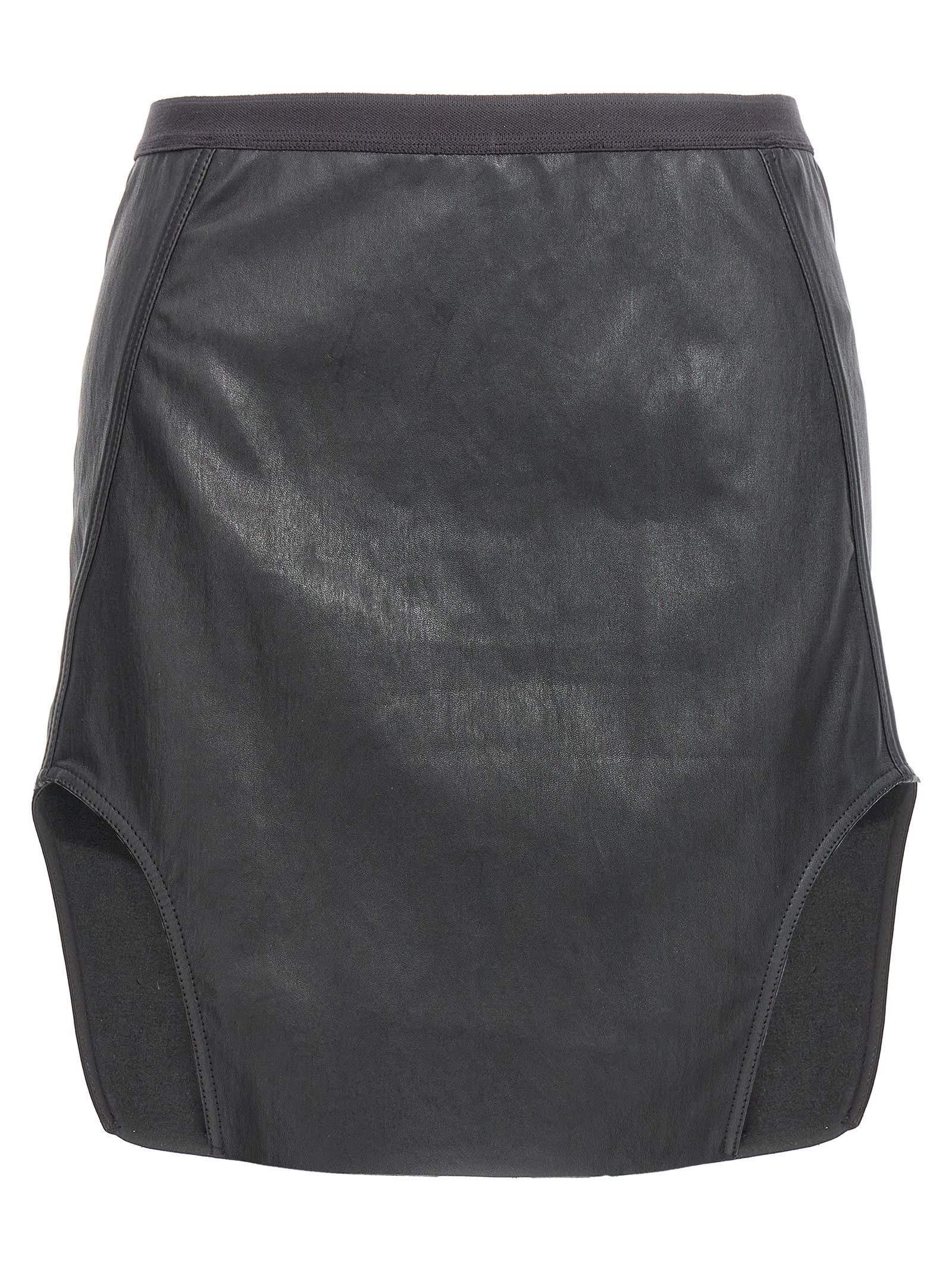 Rick Owens Coated Mini Skirt In Black