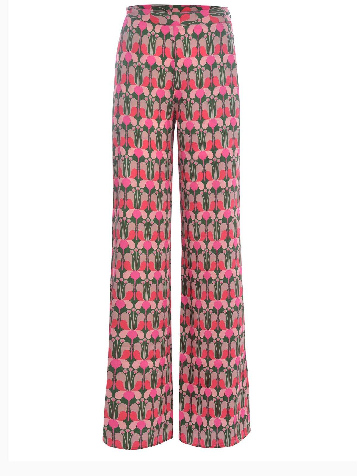 Pinko Floral-printed Elasticated Waistband Flared Trousers