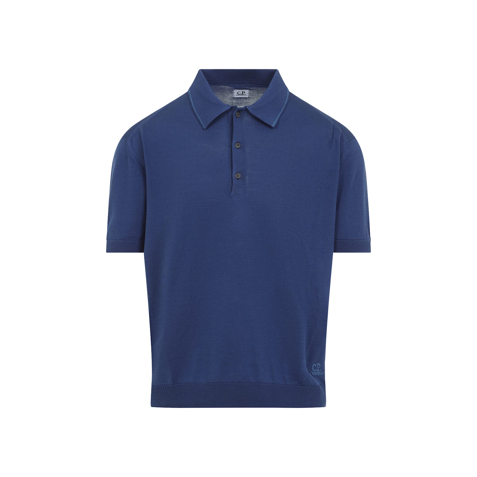 C.p. Company C.p.company Buttoned Knit Polo In Oceana