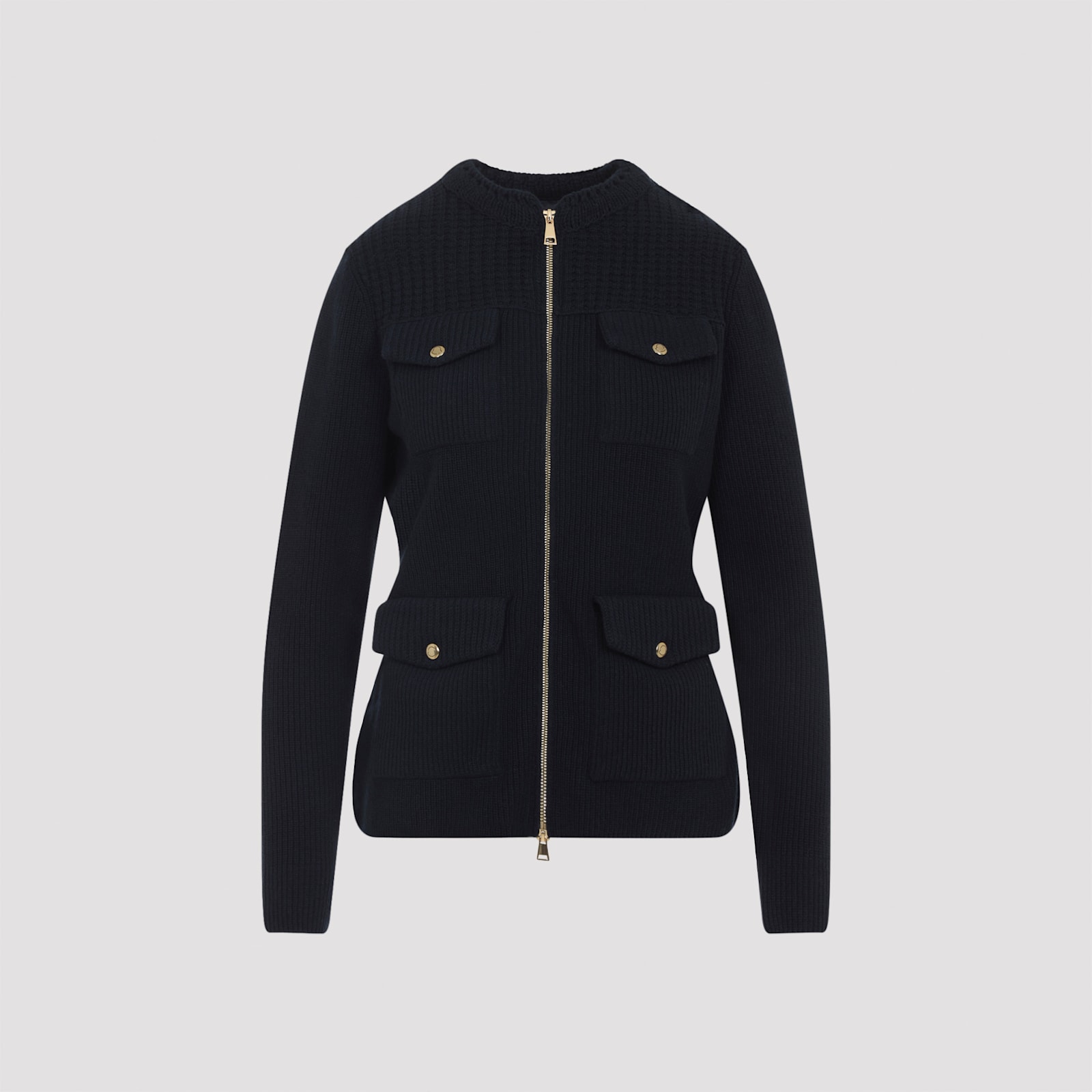 Moncler Textured Knit And Quilted Virgin Wool Jacket In Black