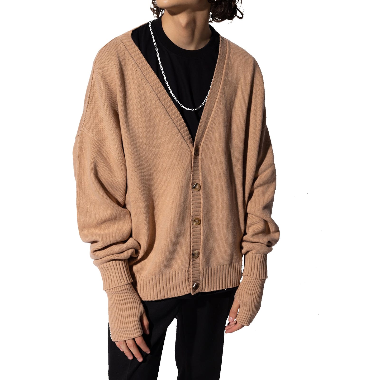 Ambush Oversize Fit Cardigan In Beige