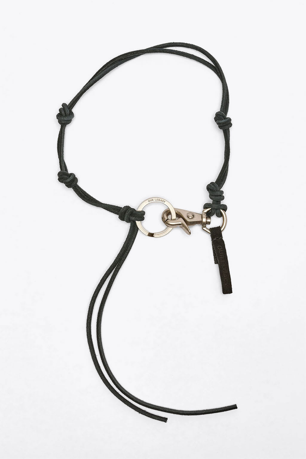 Ladon Black knotted leather cord key chain - Ladon
