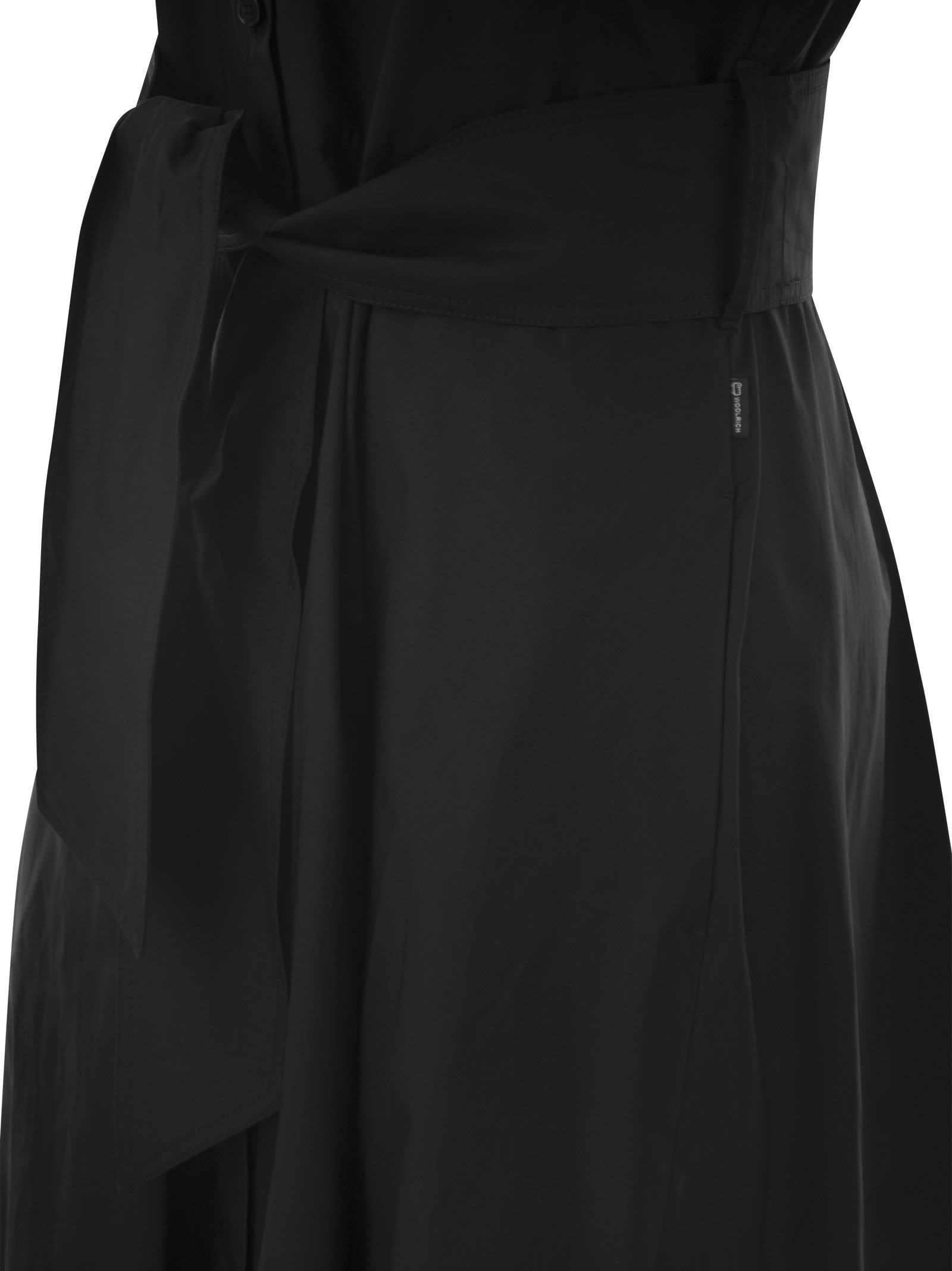 Shop Woolrich Pure Cotton Poplin Chemisier Dress In Black