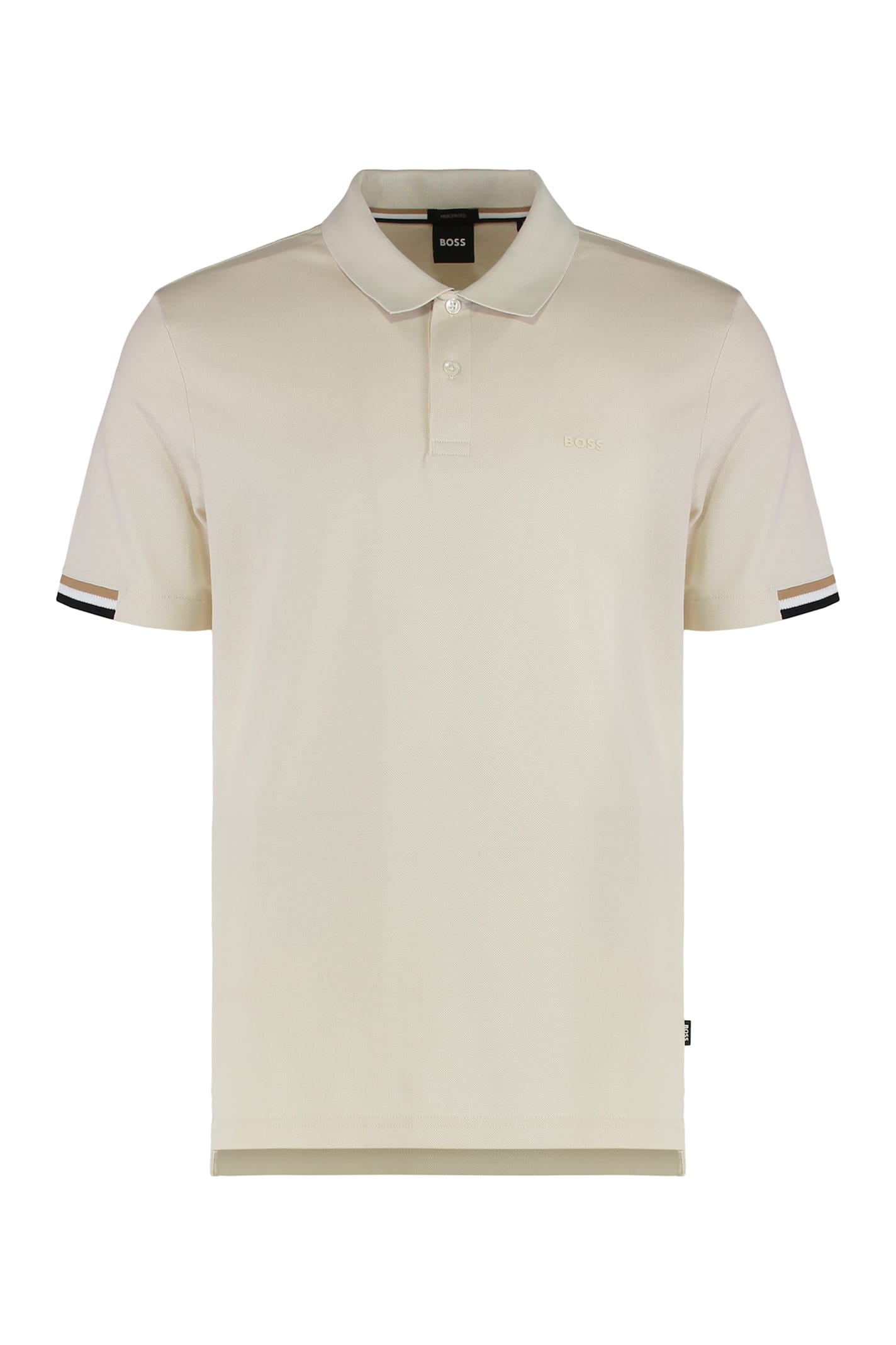 Hugo Boss Casual Short Sleeve Polo With Ribbed Cuffs In Neutral