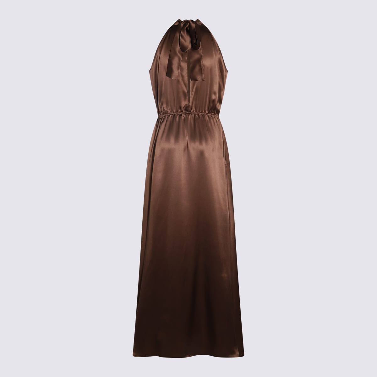 Brown Satin Taormina Long Dress