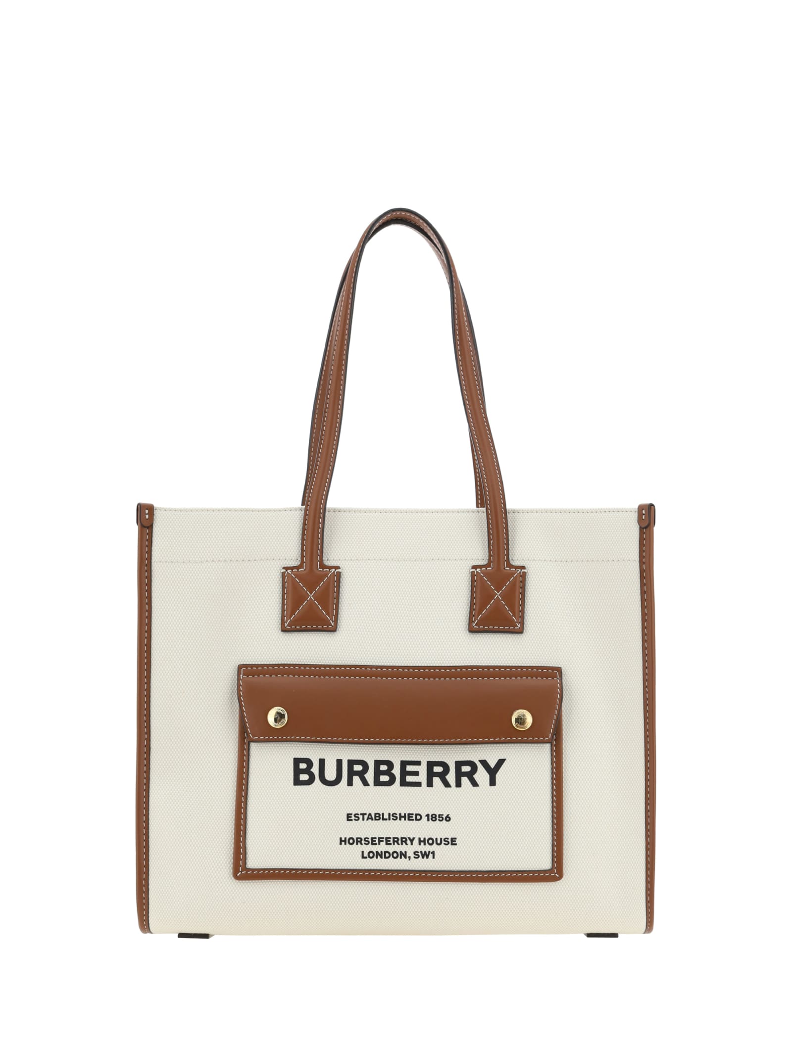 Shop Burberry Frey Shoulder Bag In Beige