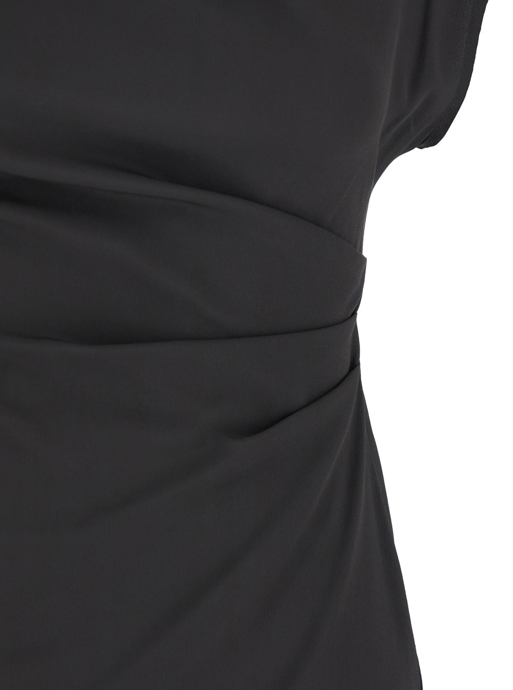 Shop Semicouture Black Crewneck Top With Short Sleeves In Silk Blend Woman In Grey