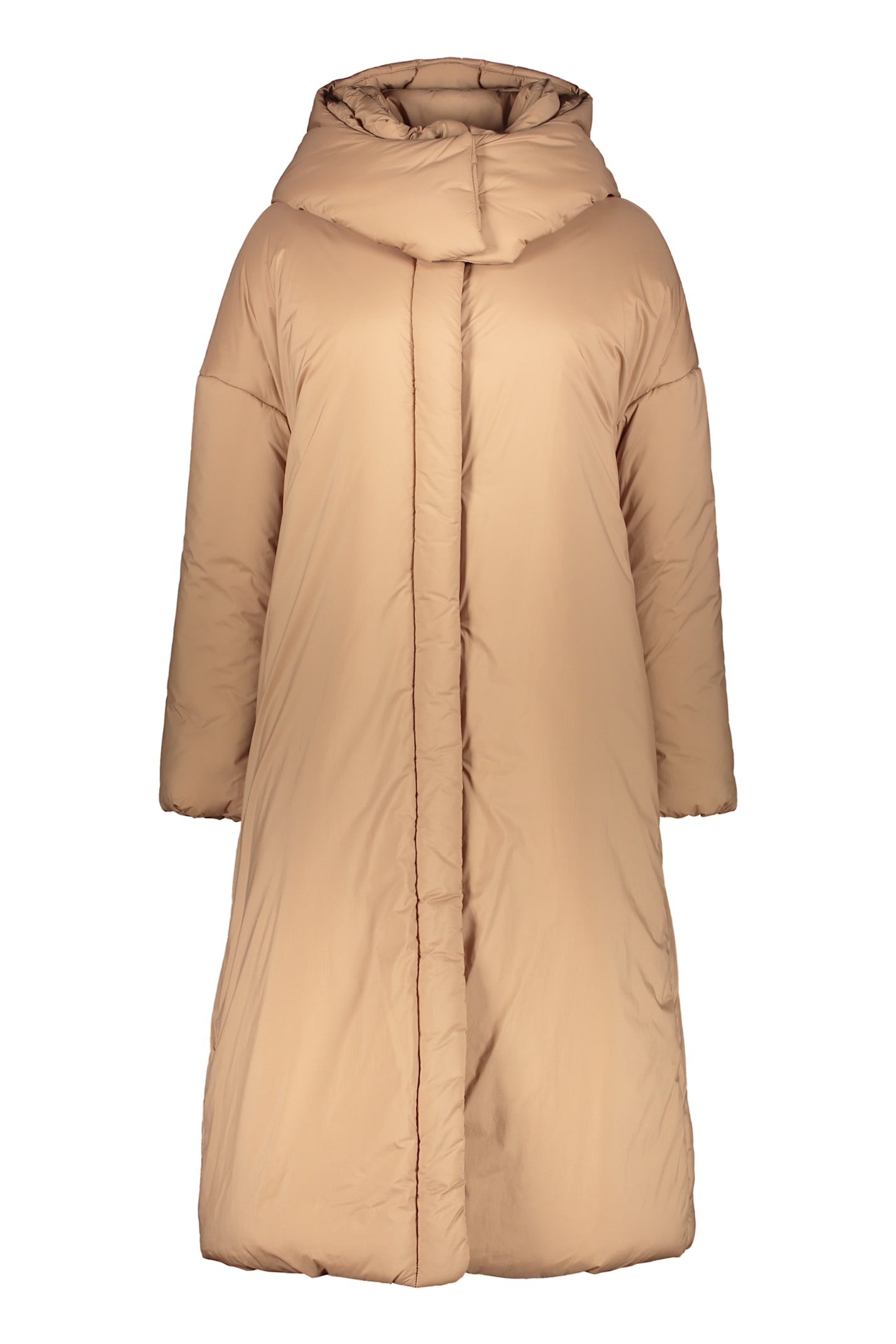 Herno Long Down Jacket With Hood In Brown