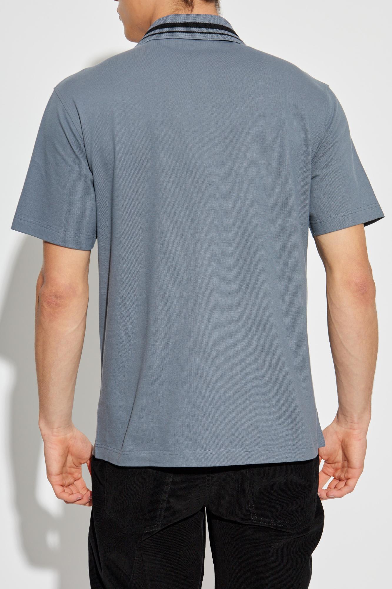 Ferragamo Polo With Embroidered Logo In Blue