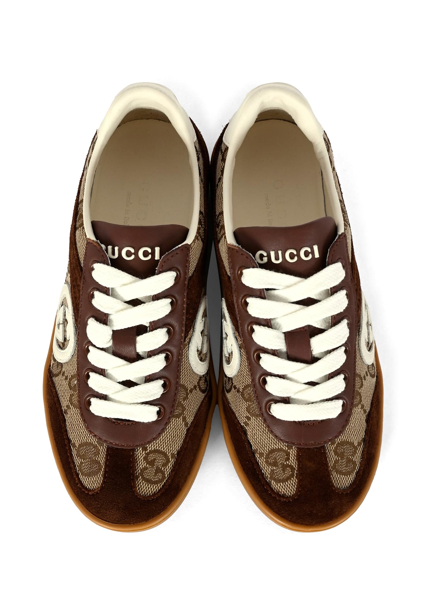 Gucci Brown G74 Sneakers For Kids With Gg In Brown