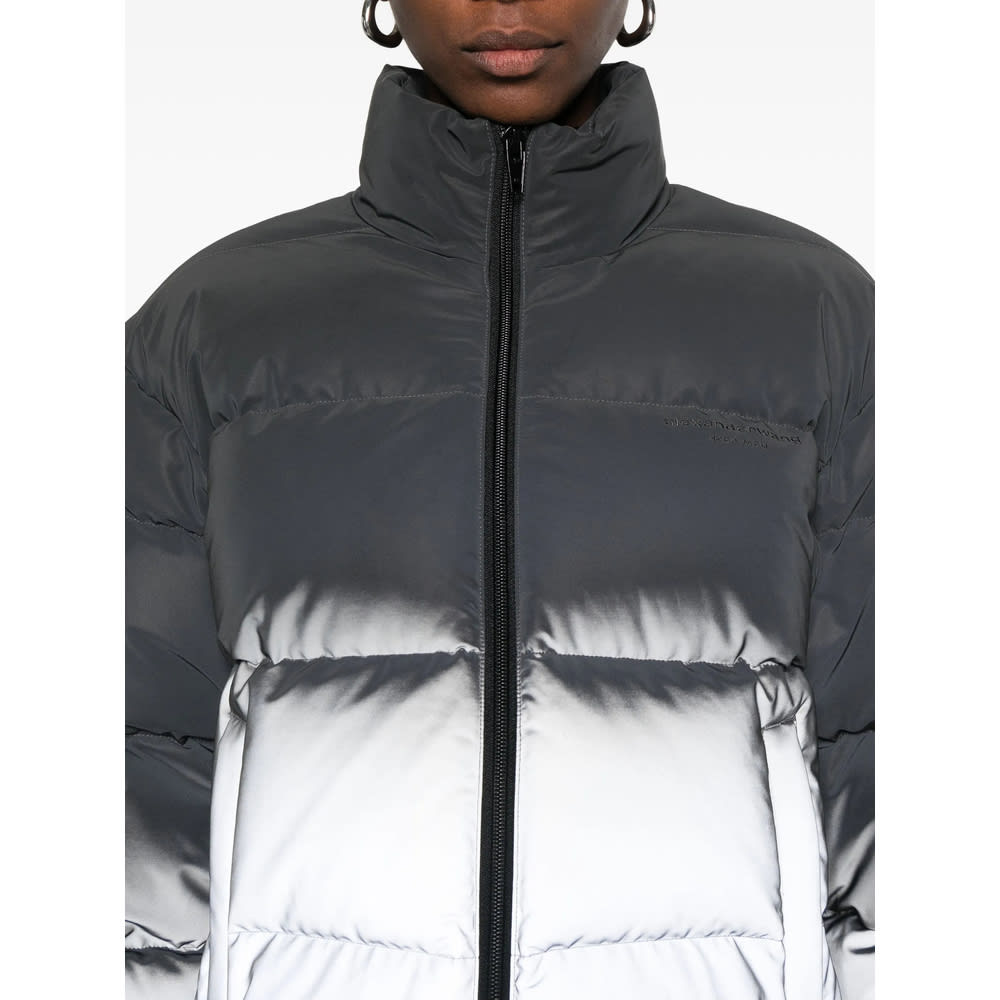 Alexander Wang Reflective Puffer Jacket In Gray