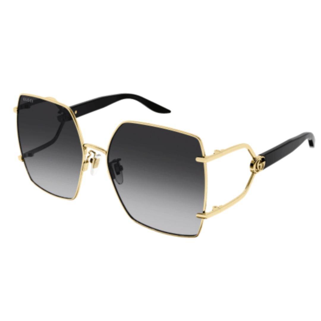 Shop Gucci Square Frame Sunglasses In 001 Gold Black Grey