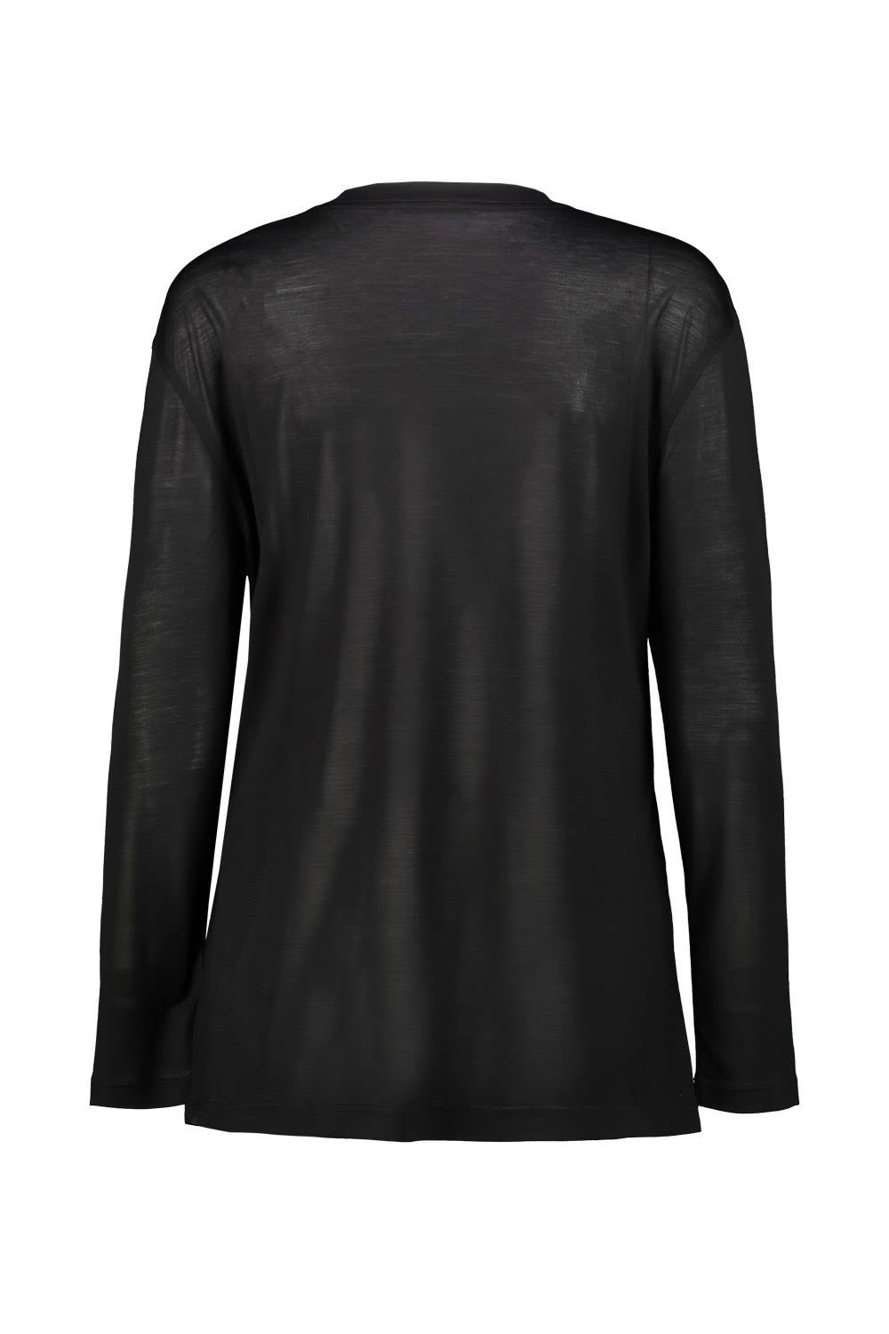 Shop Lemaire Long Sleeve Silk T-shirt In Black