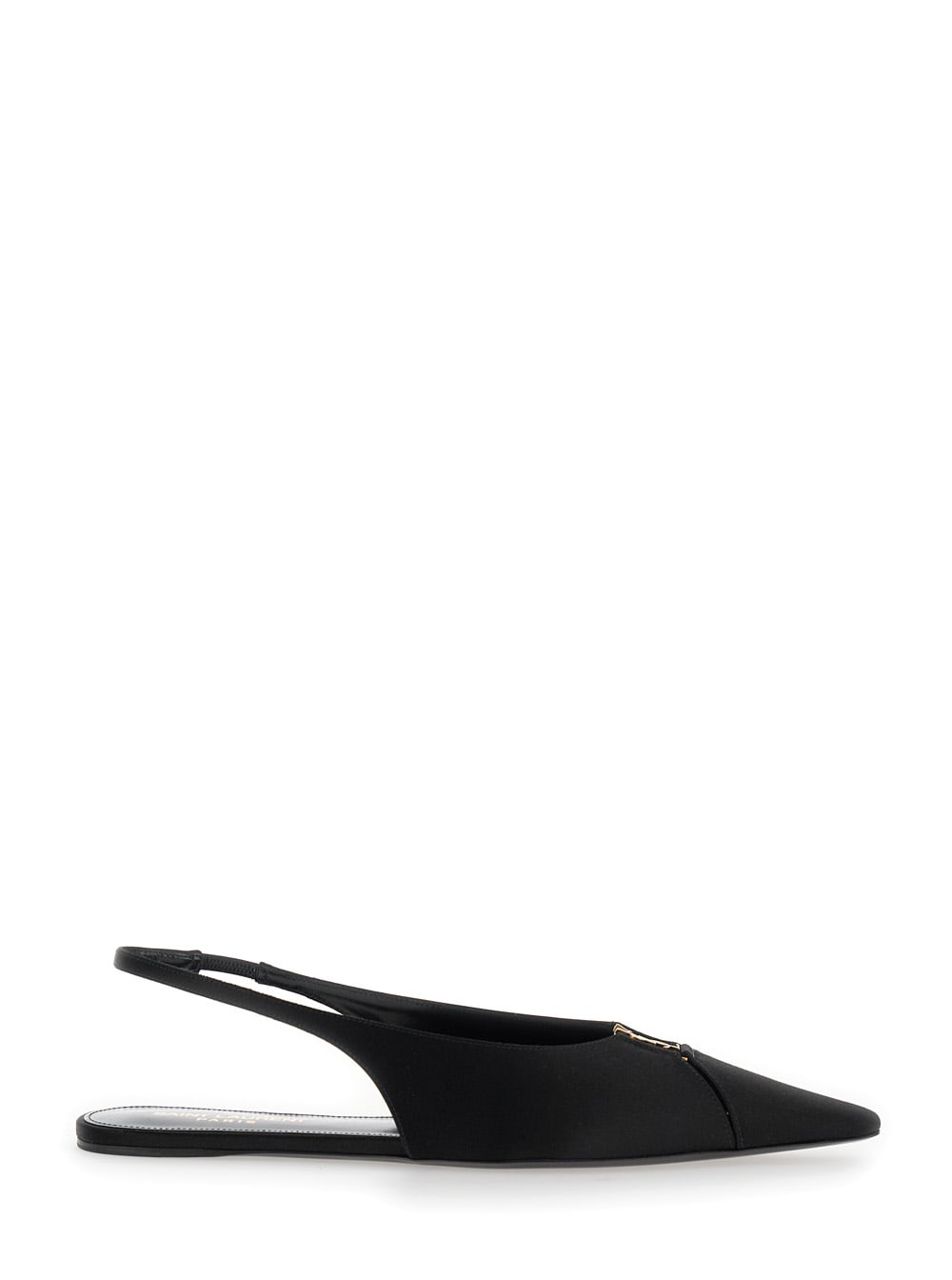 Shop Saint Laurent Babylon Black Slingback Ballet Shoes In Crêpe Satin Woman