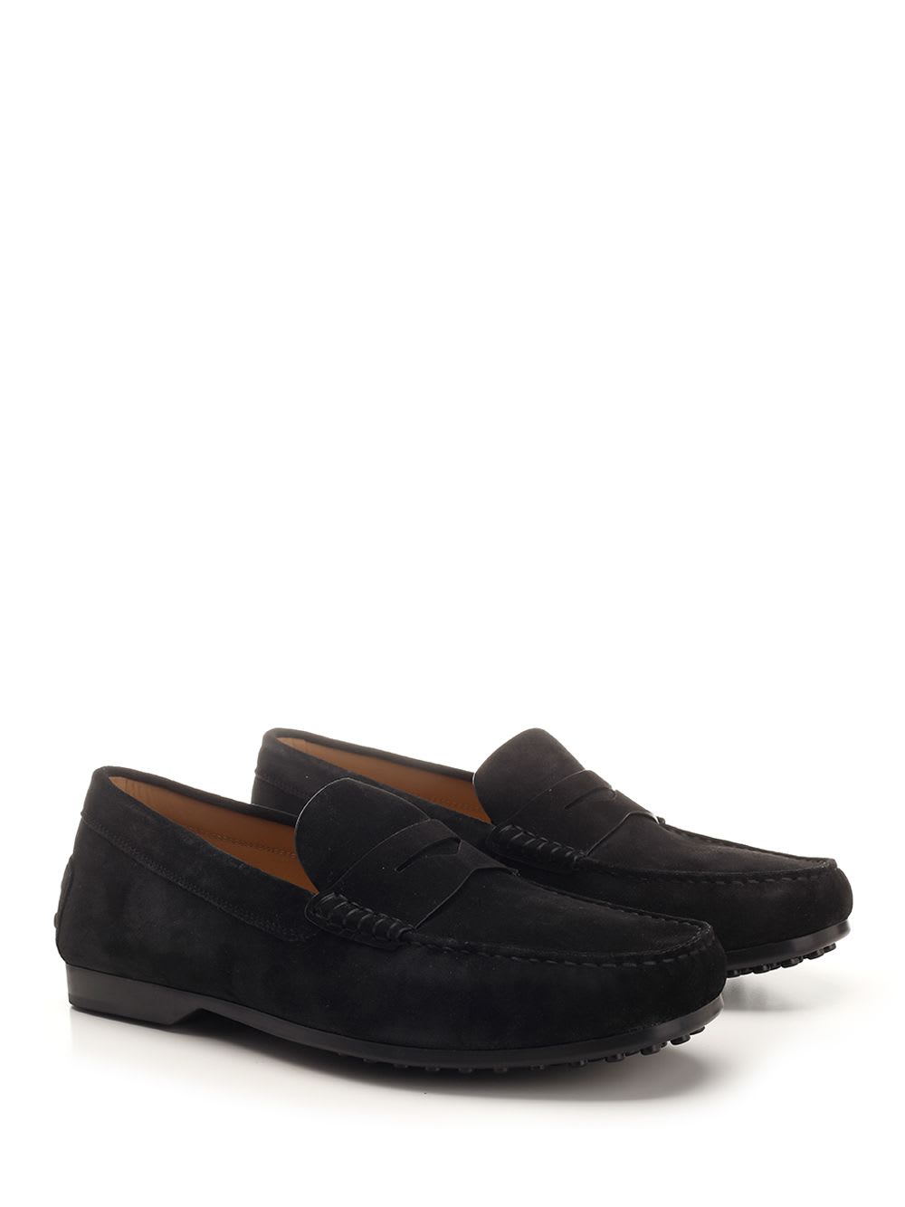 Shop Tod's Dark Brown Suede Loafers In Black