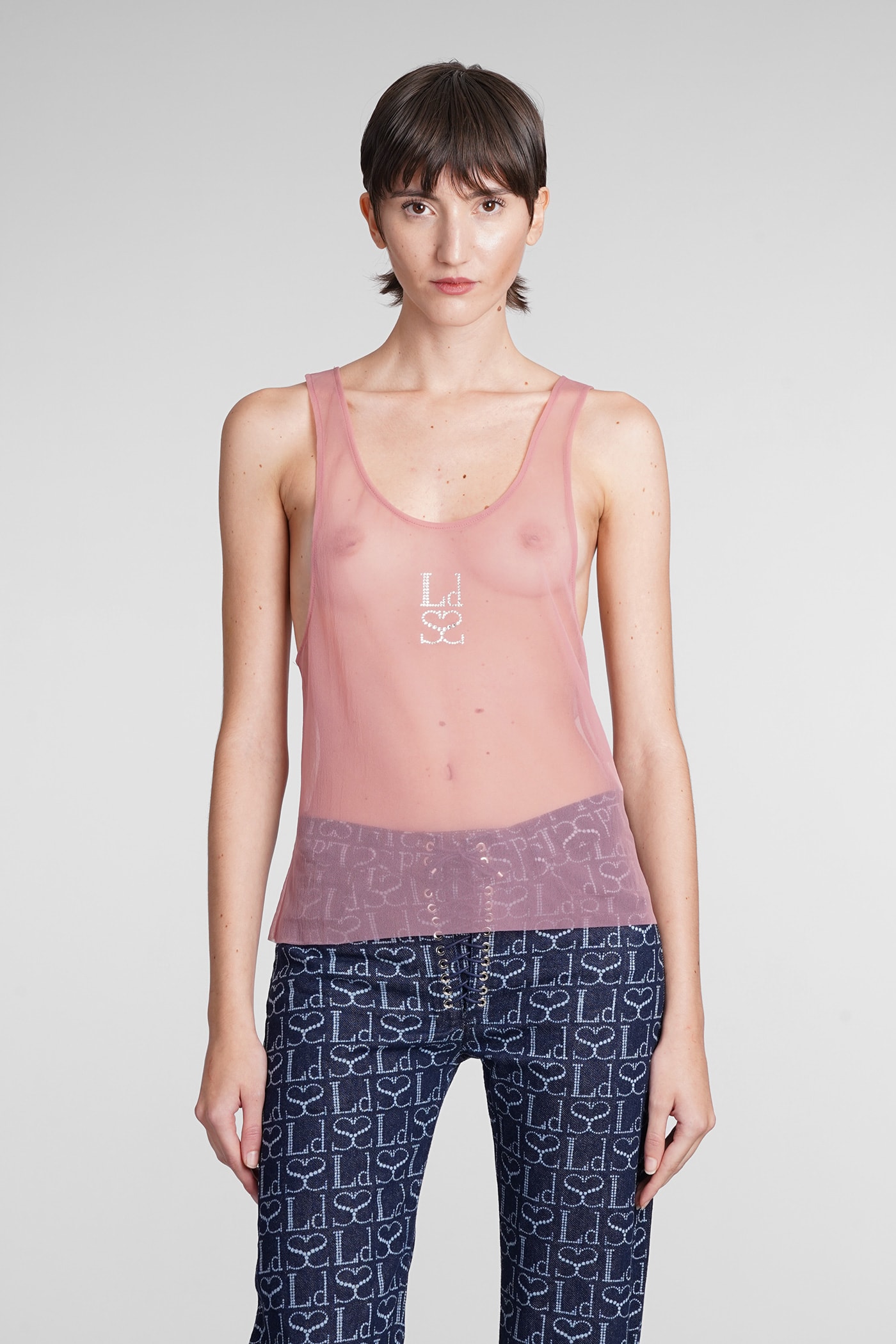 LUDOVIC DE SAINT SERNIN TANK TOP IN ROSE-PINK POLYESTER