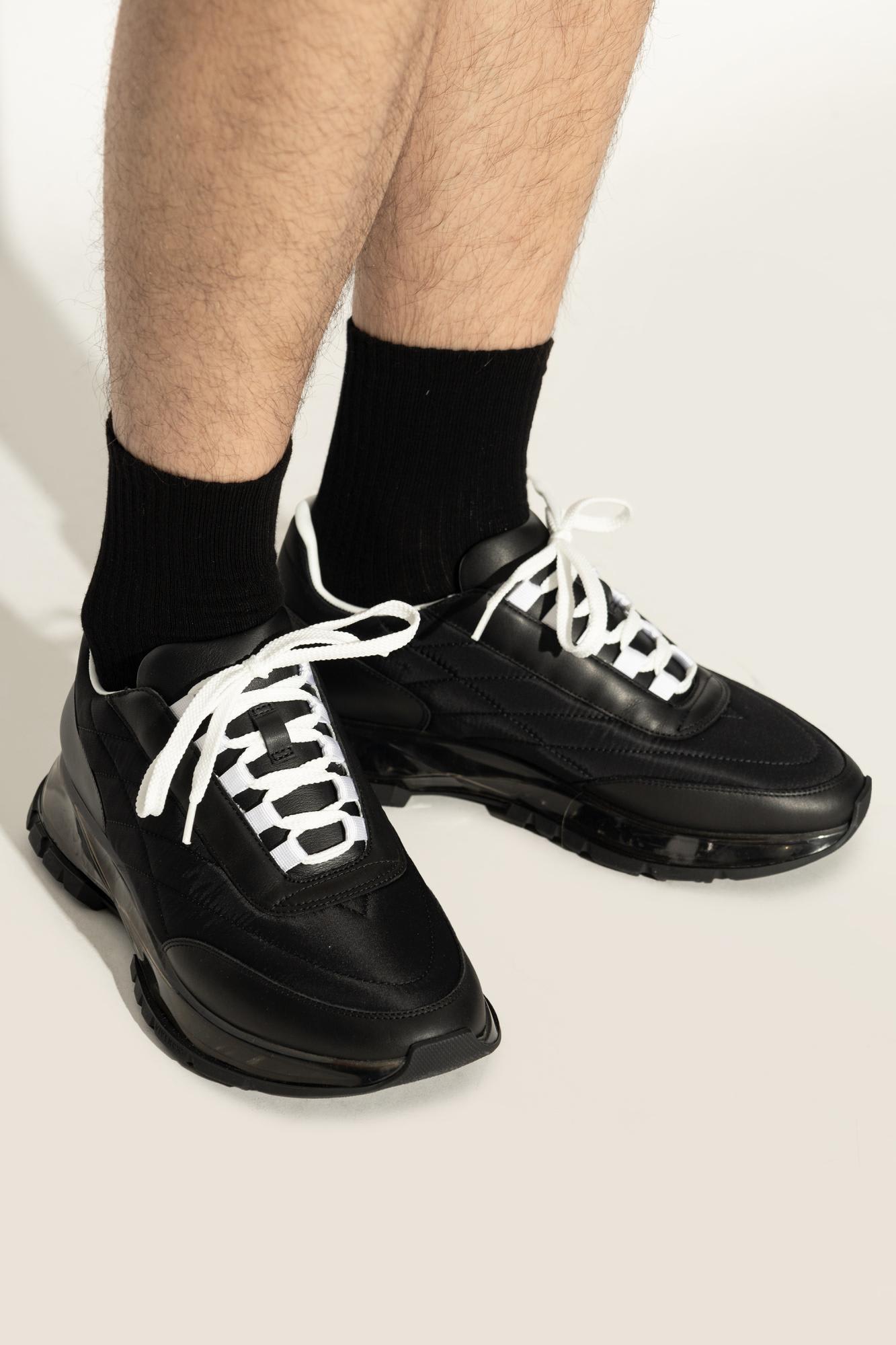 Givenchy Quilted Black Sneakers With Translucent Sole And Contrasting Laces In Black