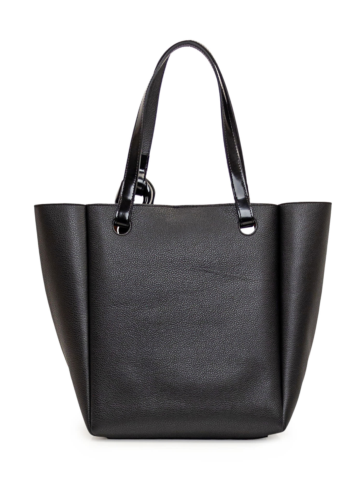 Jw Anderson Leather Corner Shopping Bag With Structured Silhouette In Black