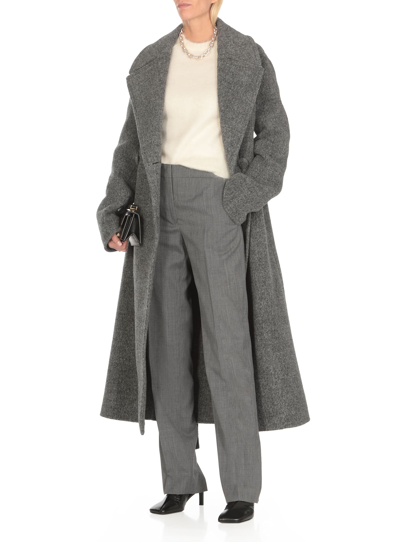 Shop Jil Sander Wool Pants In Grey